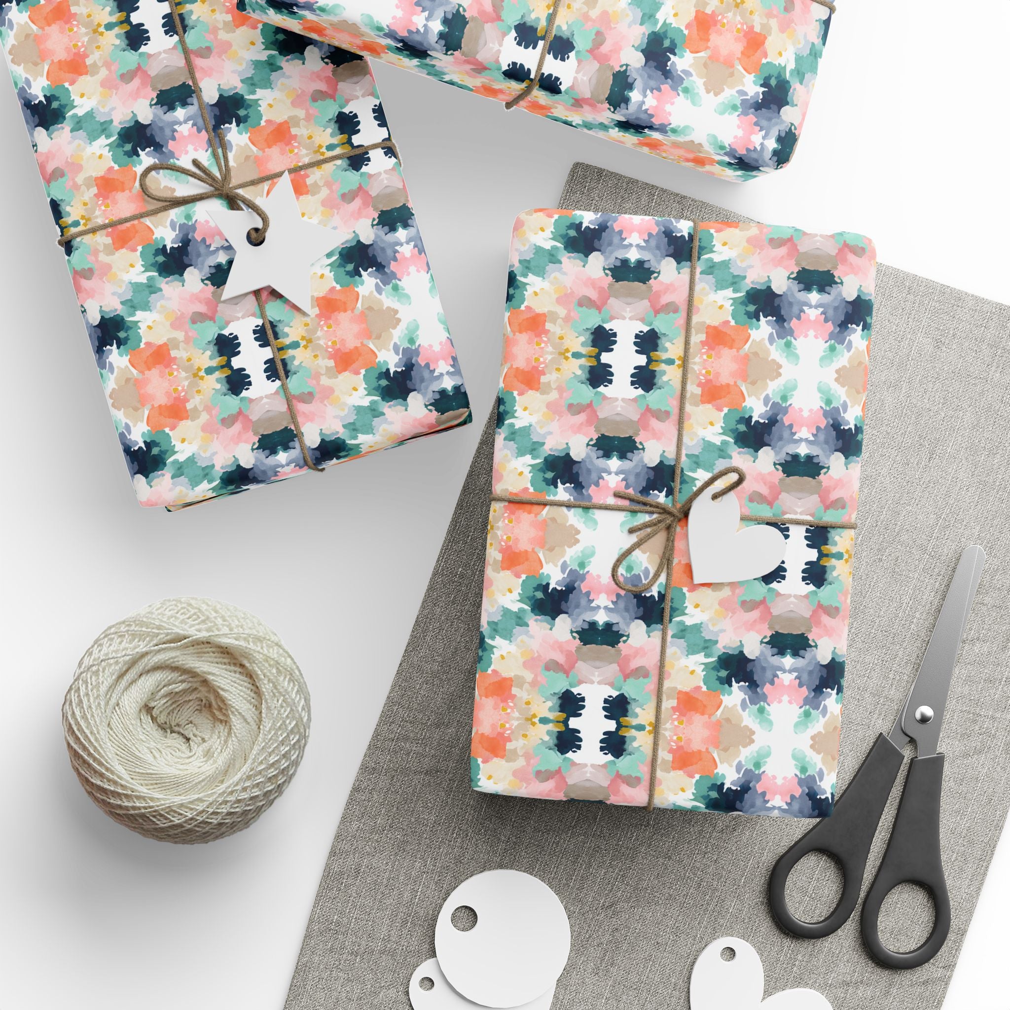 Abstract Wrapping Paper, Navy Blue, Pink Gift Wrapping for the Holidays Gifts