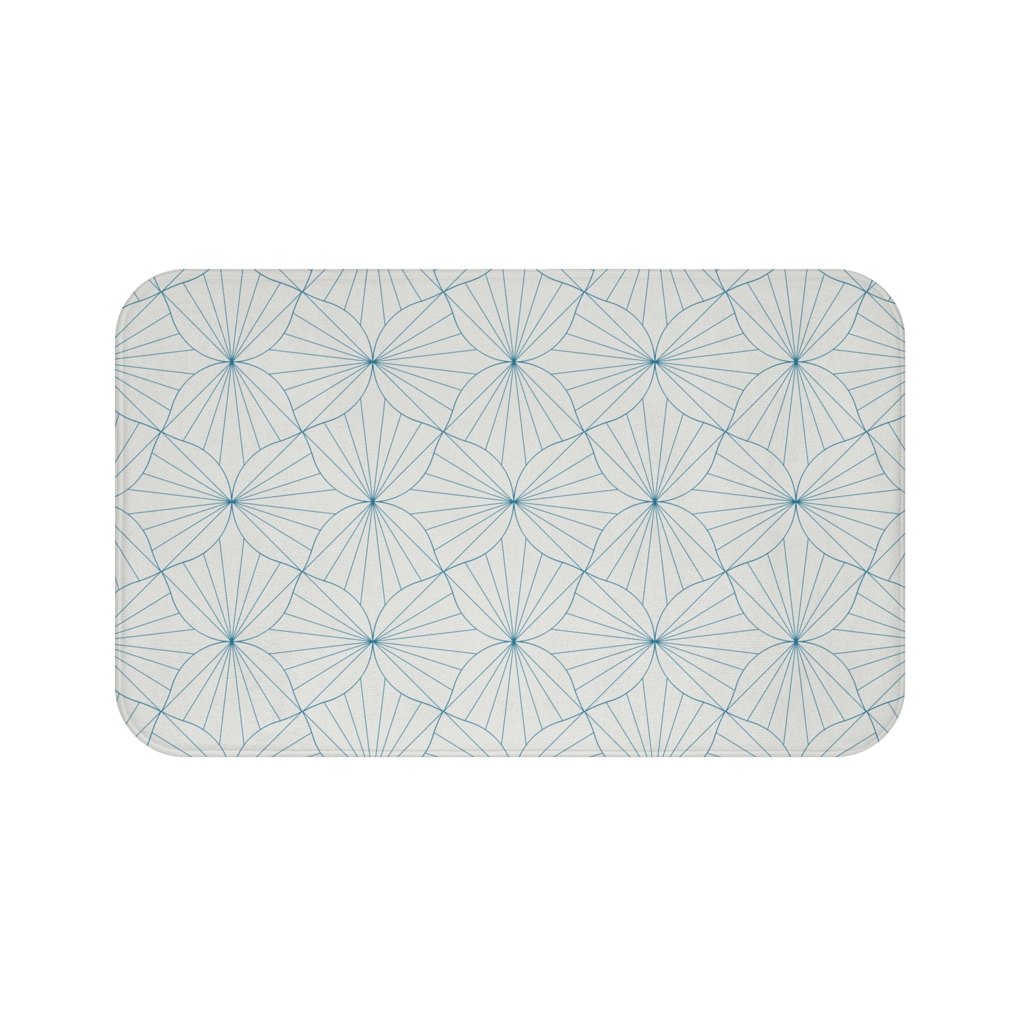 Boho Bath, Kitchen Mat |  Art Deco Geometric Blue Grey