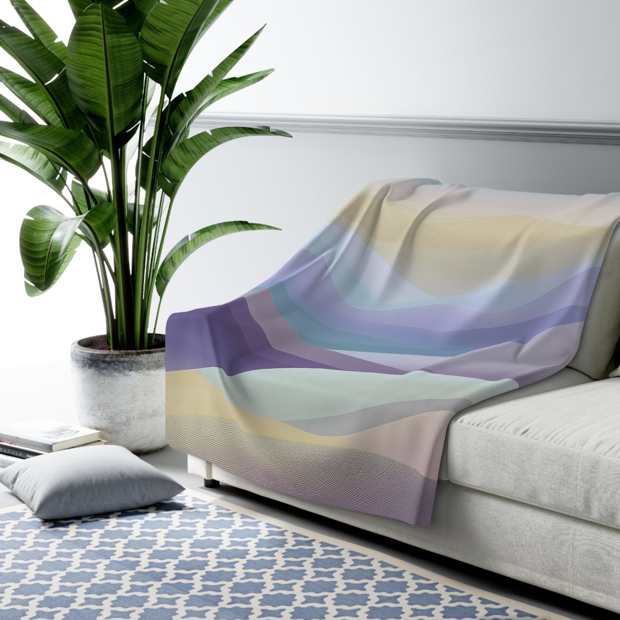 Abstract Landscape Throw Blanket | Pastel Purple Yellow