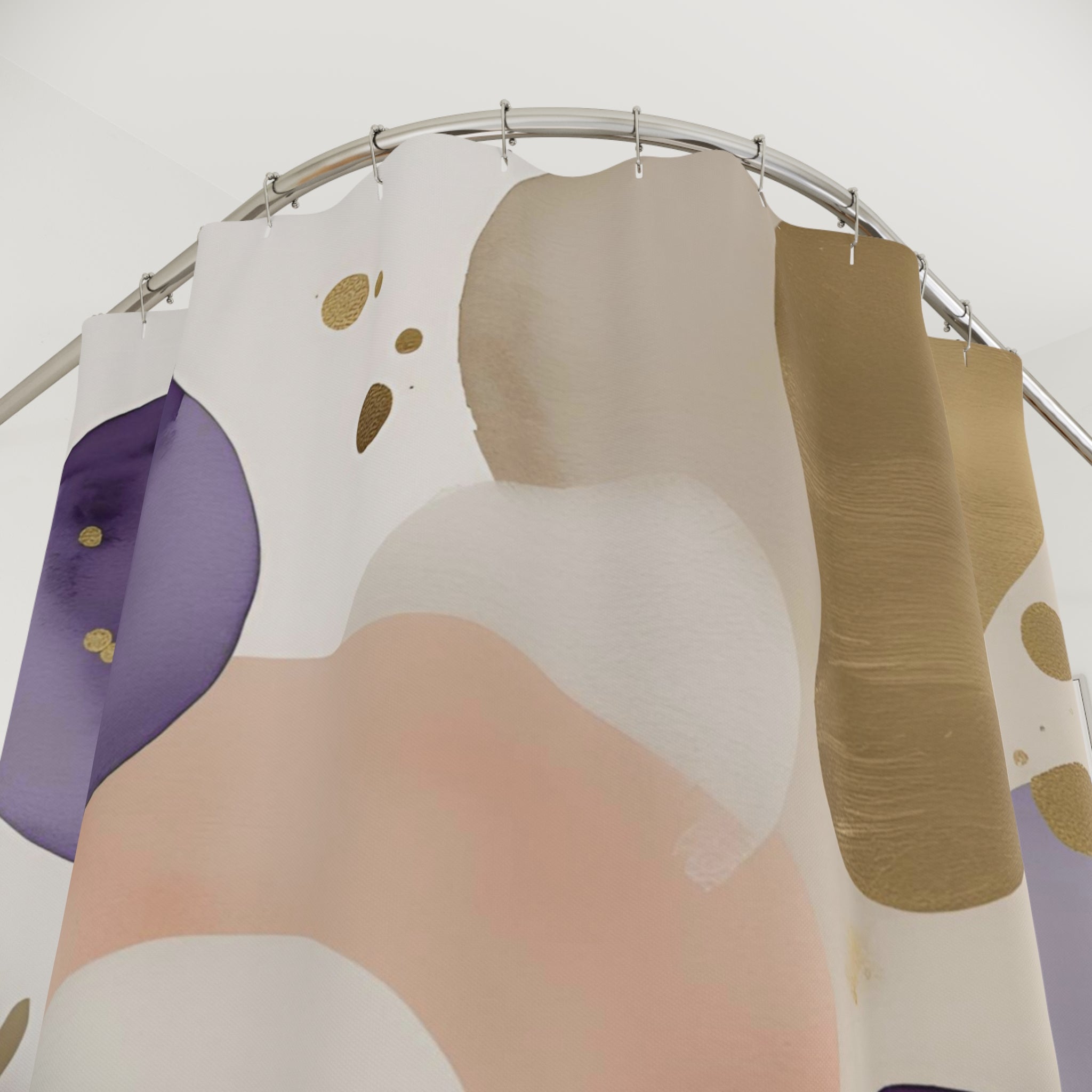 Abstract Shower Curtain | Lavender Purple Blush White, Beige Leaves