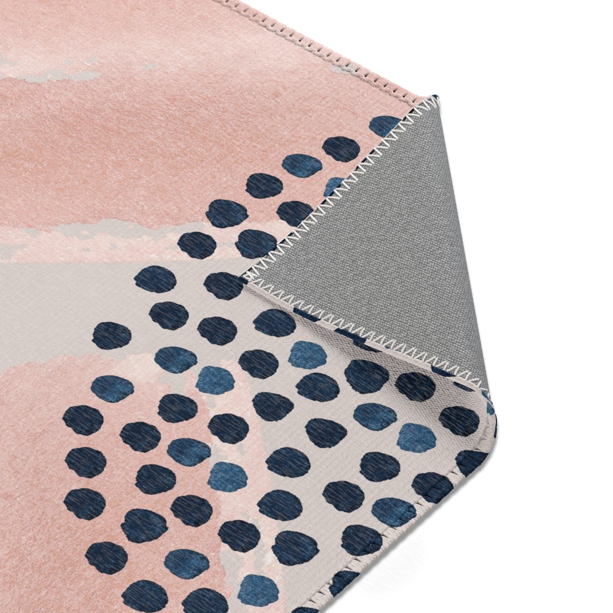 Abstract Area Rug | Blush Grey, Navy Blue Watercolor