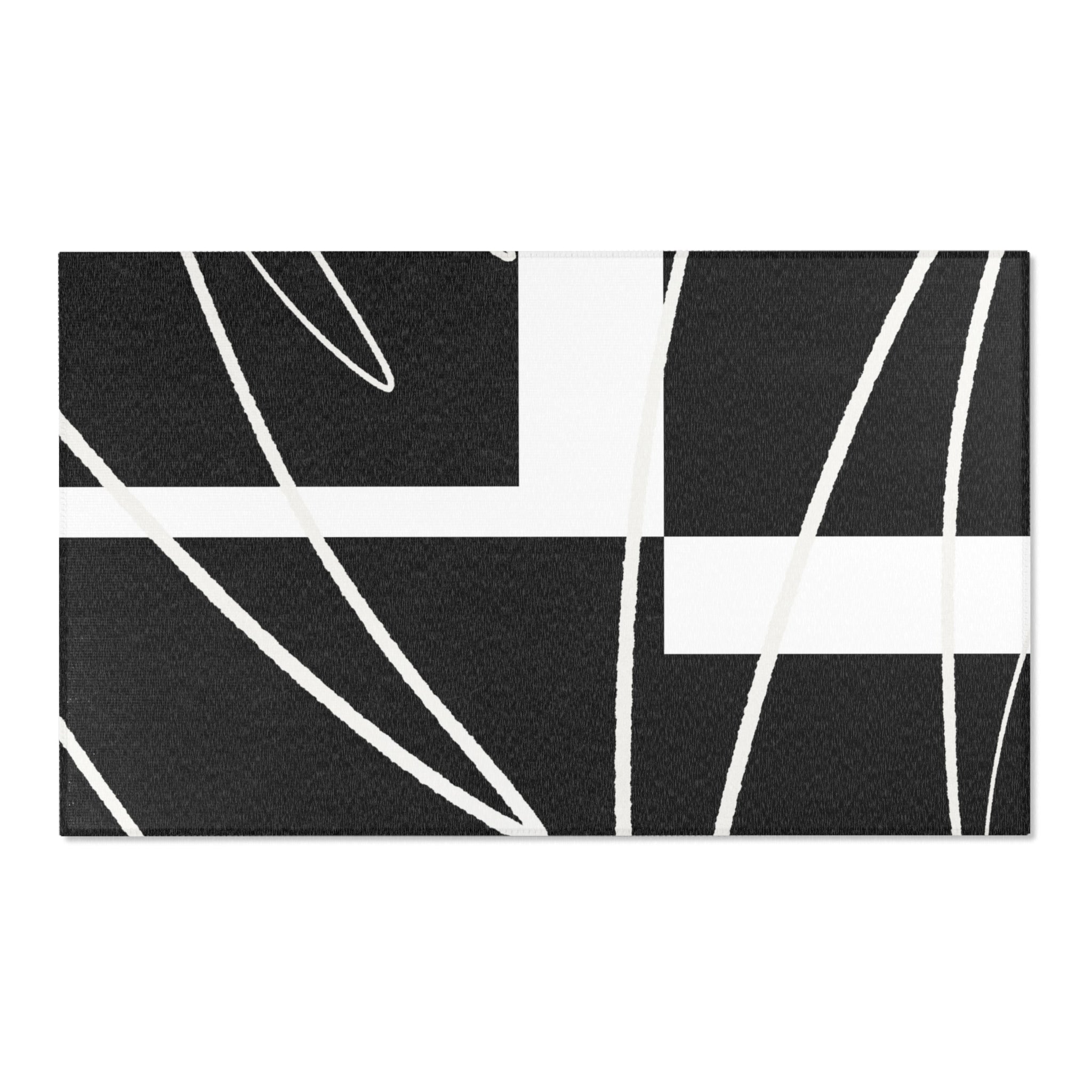 Abstract Ombre Area Rug | Black White Rustic Rug