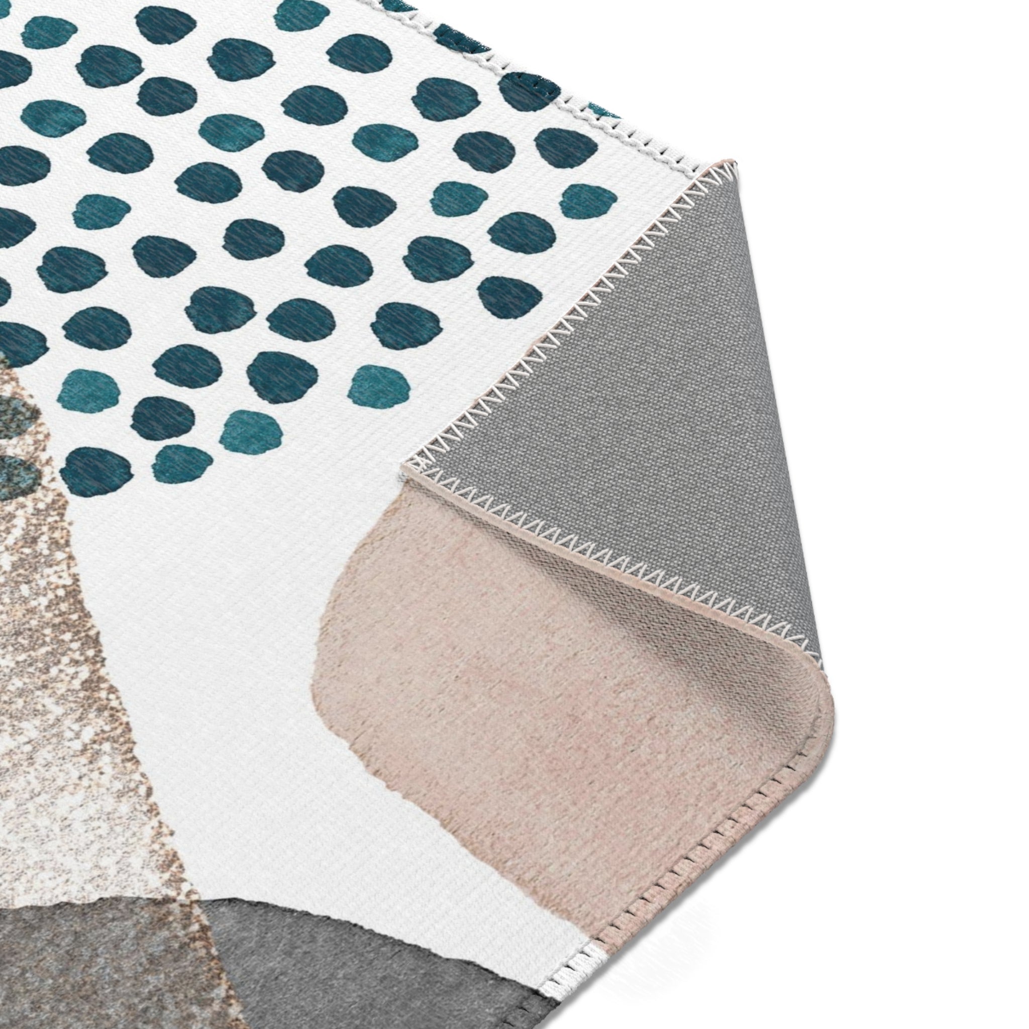 Abstract Boho Area Rug | Modern Modern Blush Pink, White Beige, Grey Blue