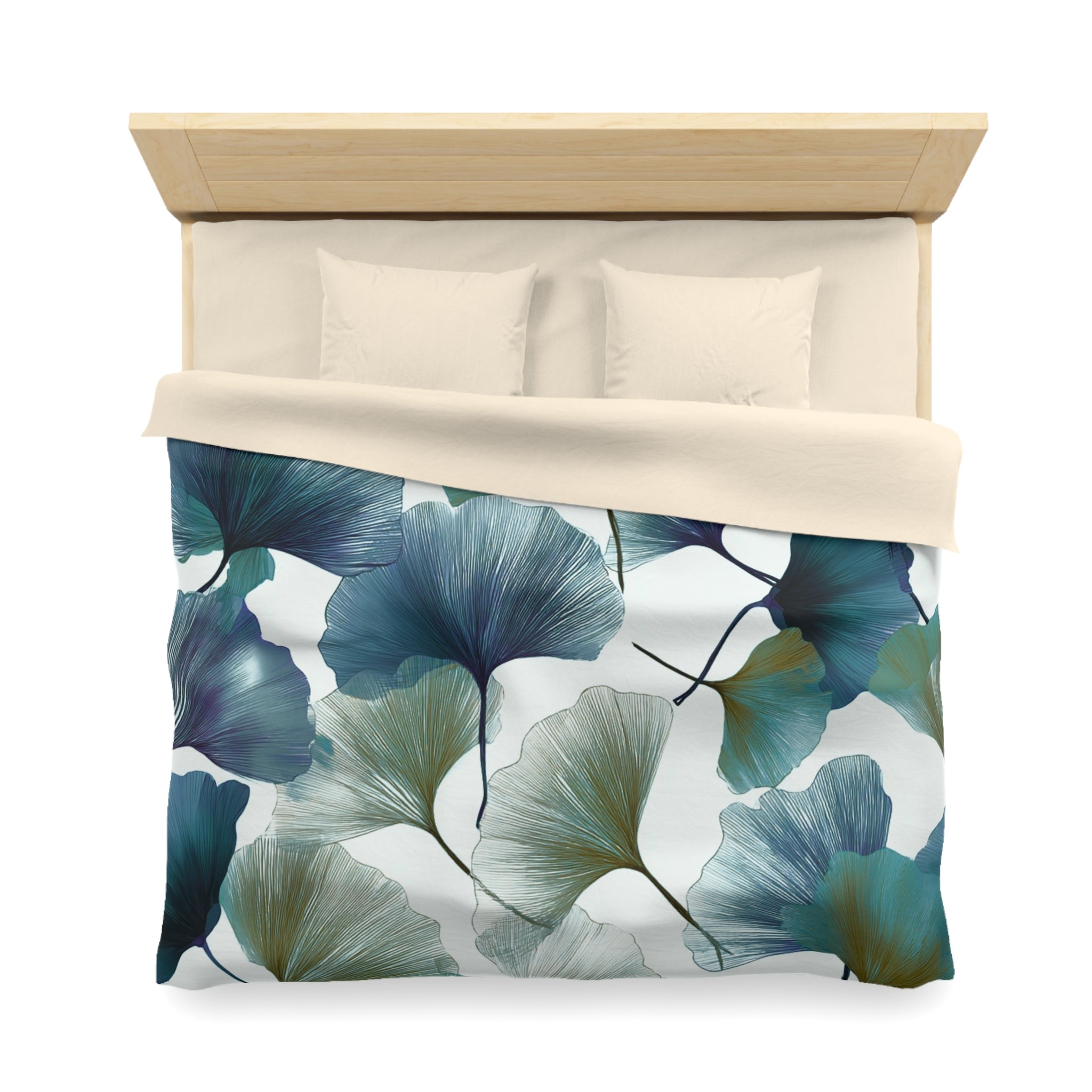 Floral Duvet, Pillow Cover | White Teal Bedroom Decor
