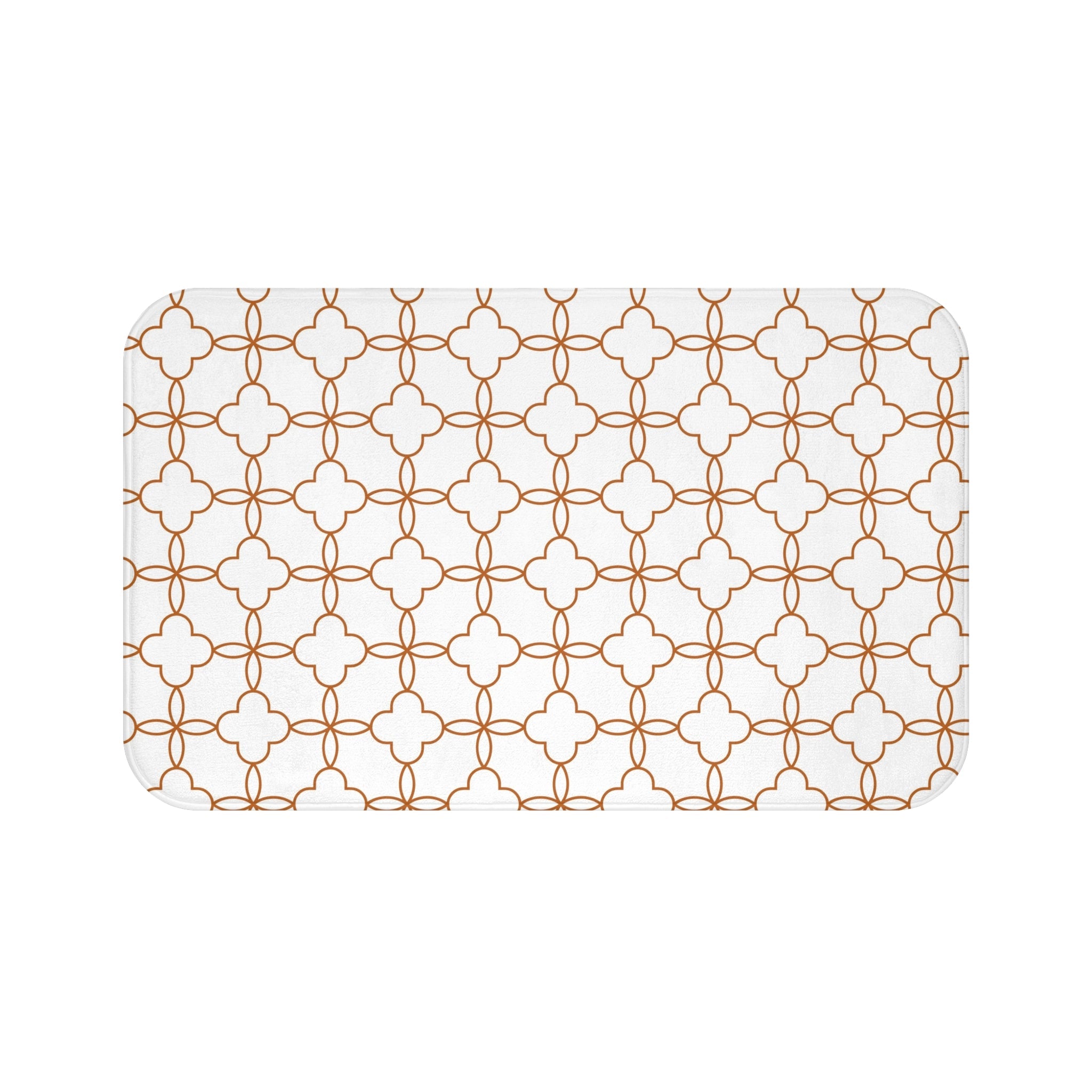 Bath, Kitchen Mat | Art Deco Geometric Beige White