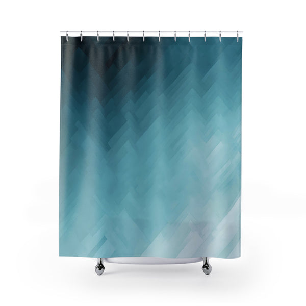 Abstract Shower Curtain | Navy Teal Blue Ombre
