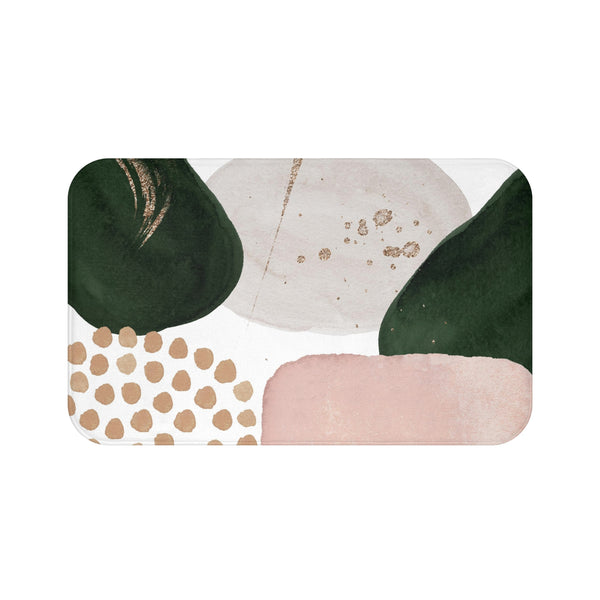 Abstract Bath, Kitchen Mat, Rug | Green Ivory, Blush Pink Beige