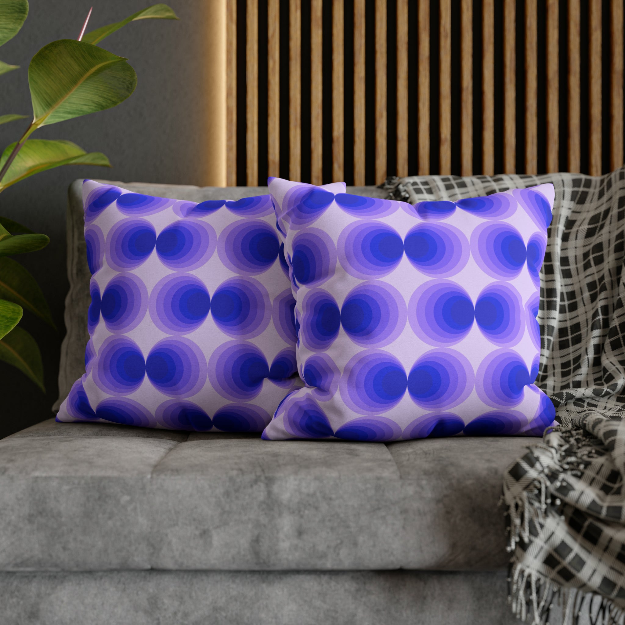 Retro Throw Pillow Cover | Lavender Purple, Blue