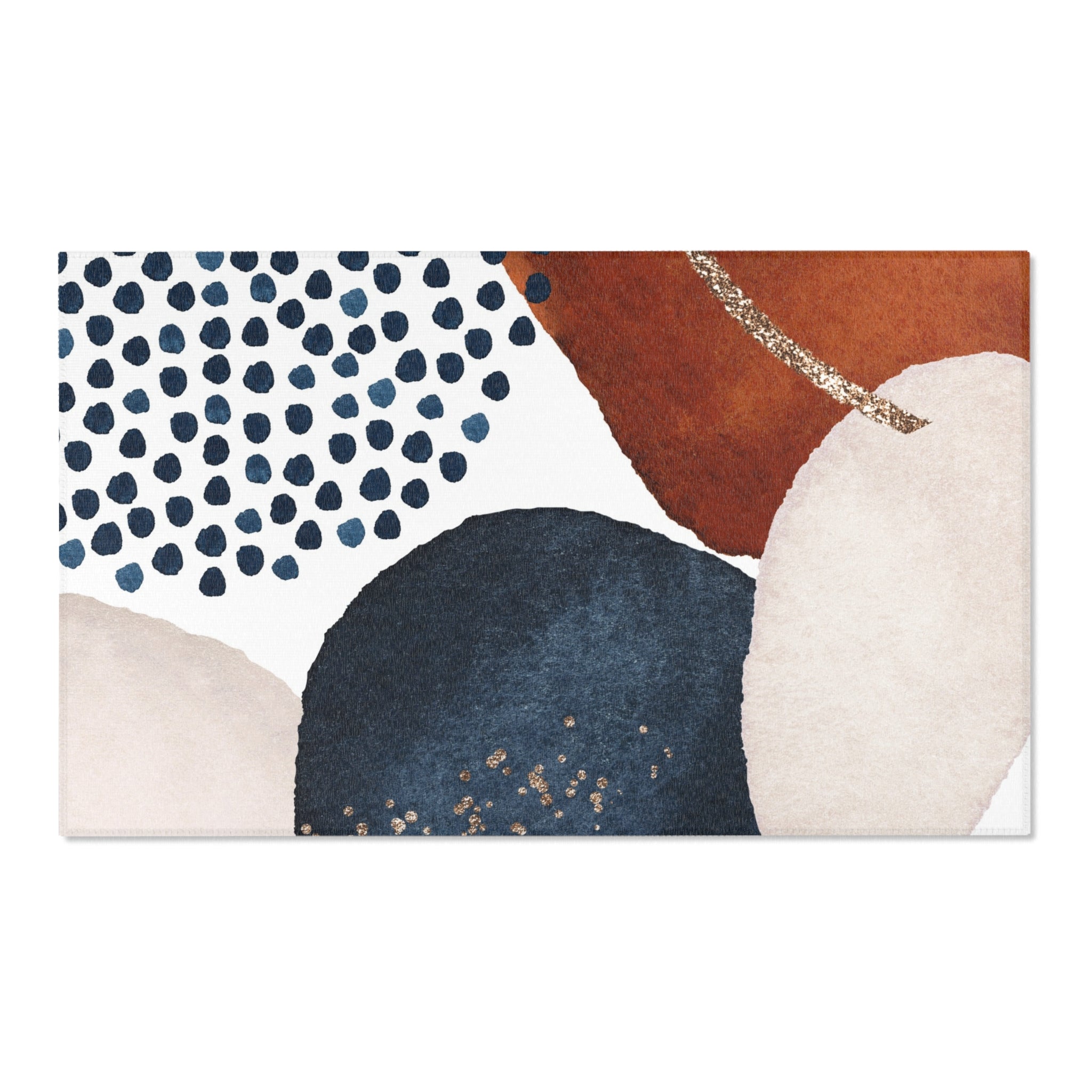 Abstract Area Rug | Navy Blue, Ivory Rust Watercolor Artsy Rug