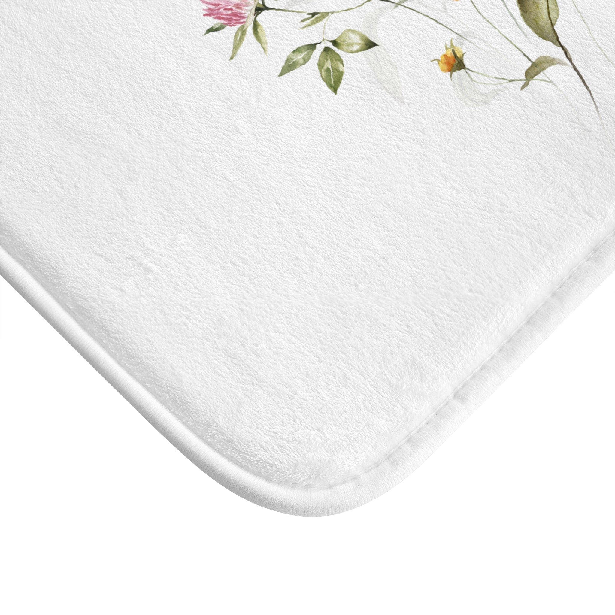 Wild Flowers, White Yellow, Bath, Kitchen Mats