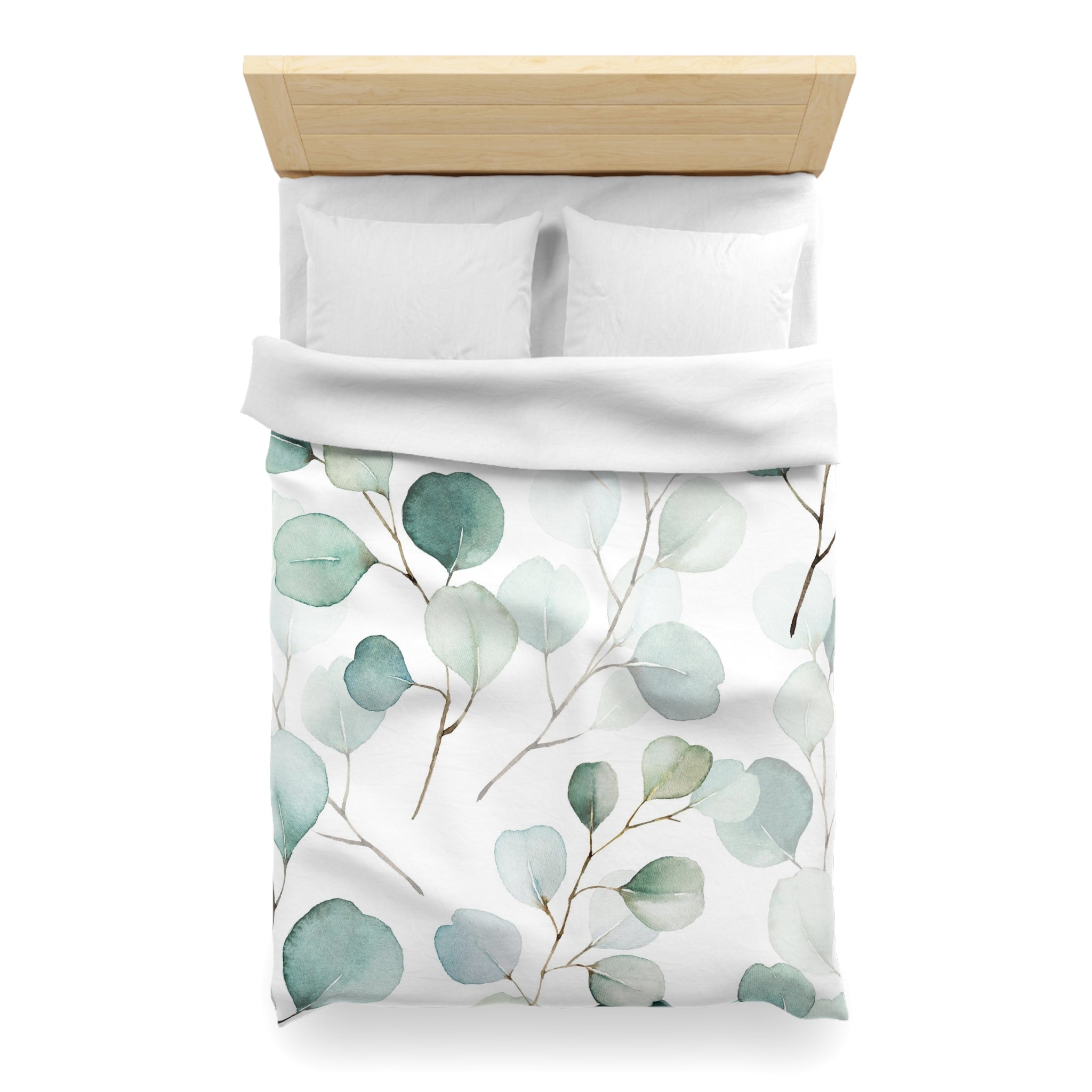 Floral Duvet, Pillow Cover Set | Sage Green Euclyptus Leaves Bedroom Set