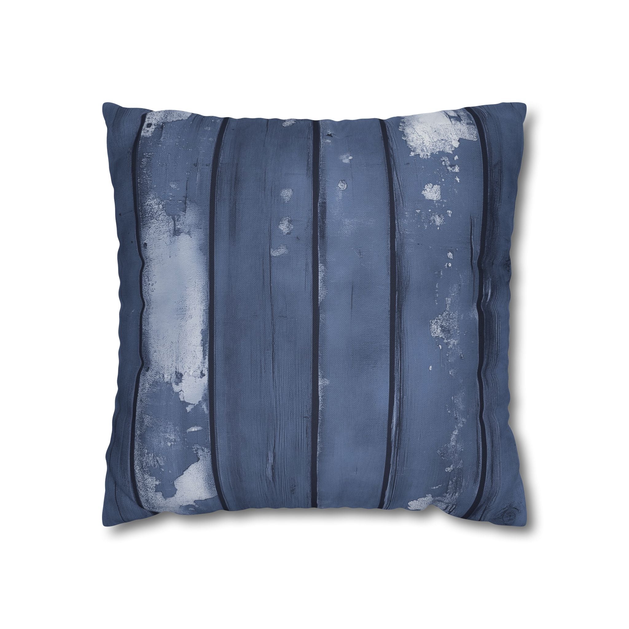 Rustic Wooden Throw Pillow Cover, Blue Modern Organic Decor Cushion