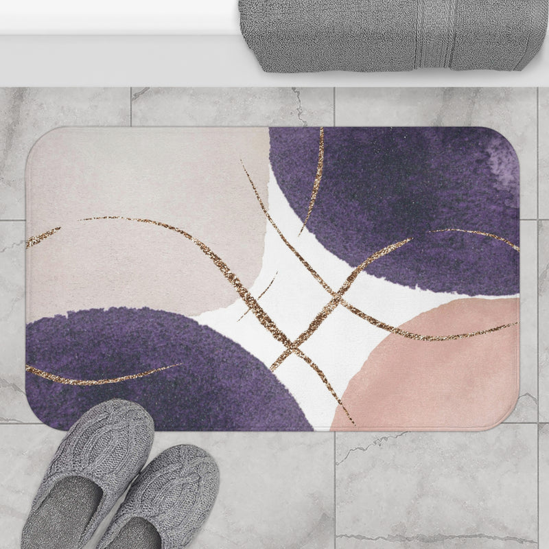 Abstract Bath Mat, Kitchen Mat | Blush Pink, Lavender Purple Mat