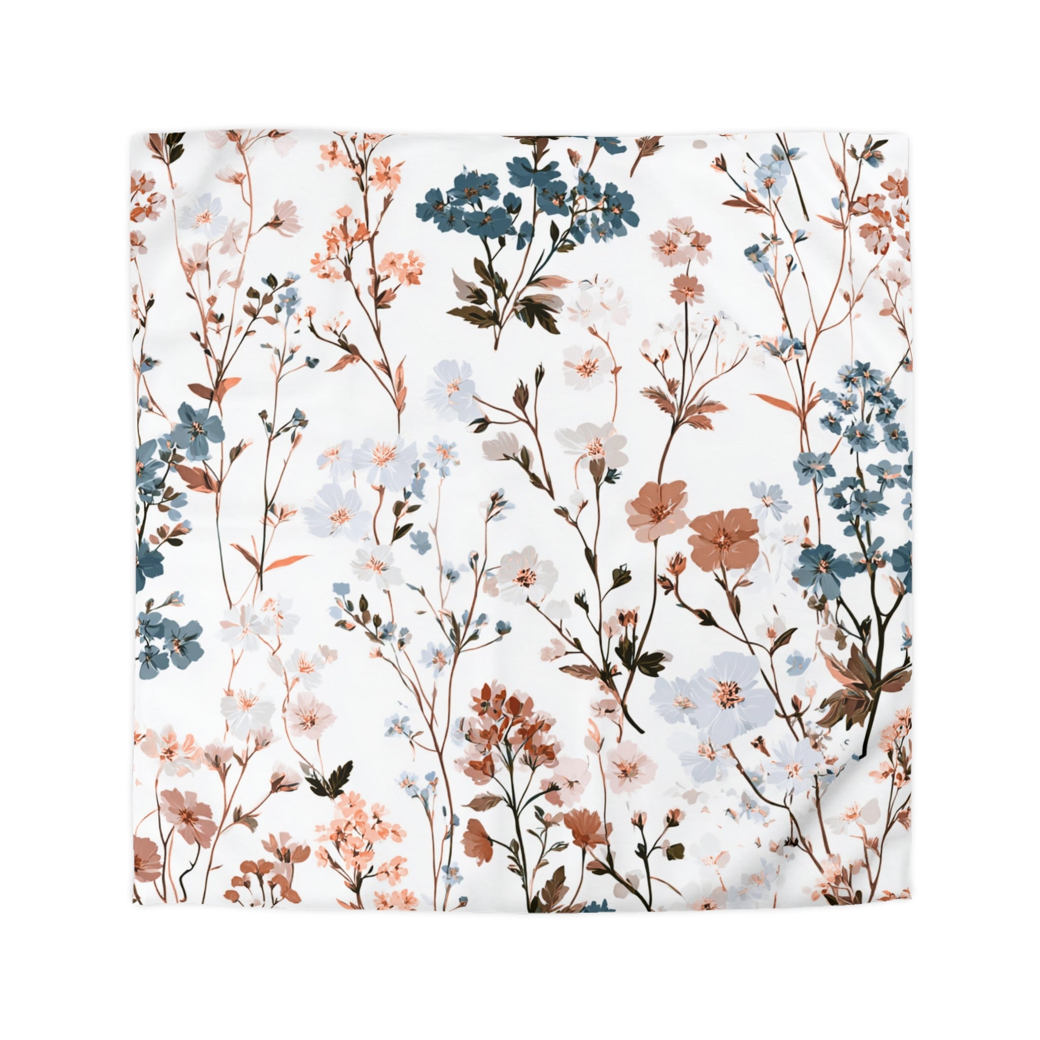 Floral Modern Duvet, Pillow Cover | White Beige Bedroom Decor