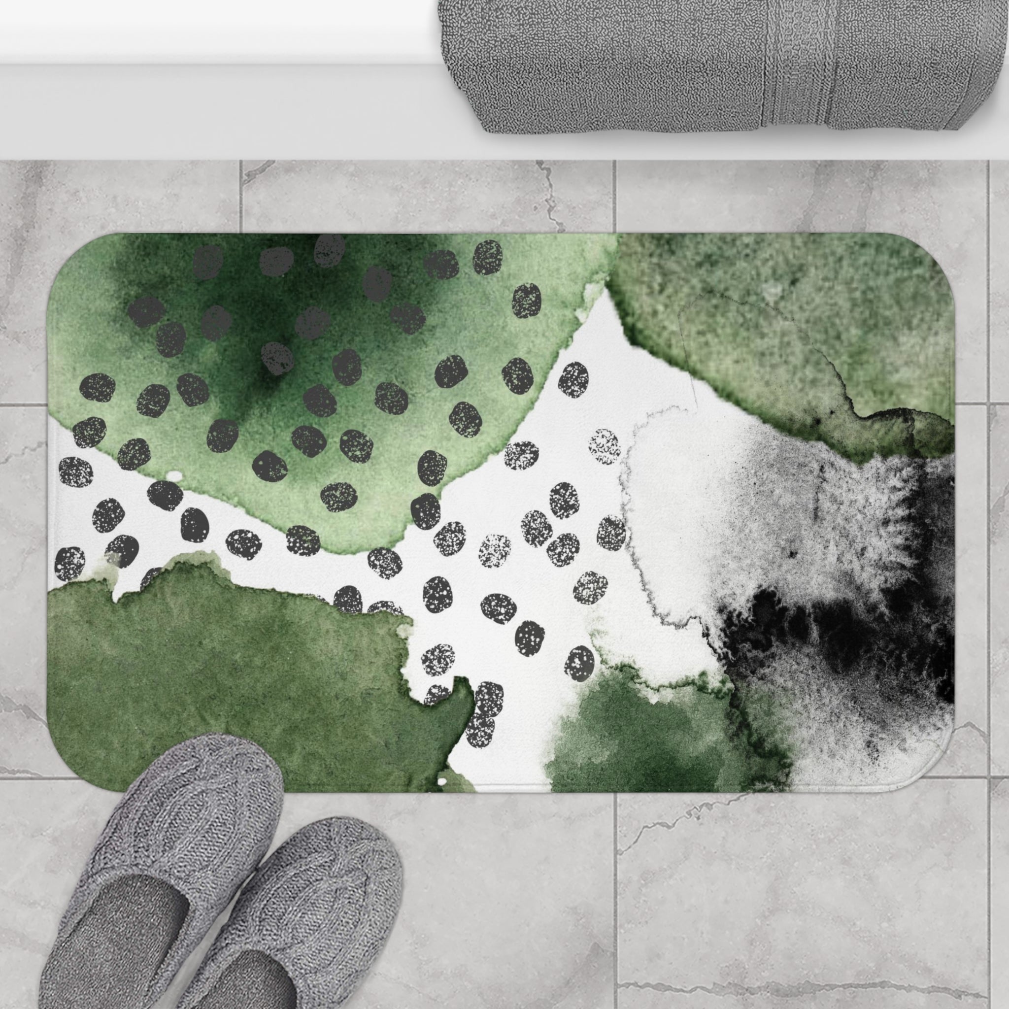 Abstract Bath Mat | Sage Forest Green Ombre