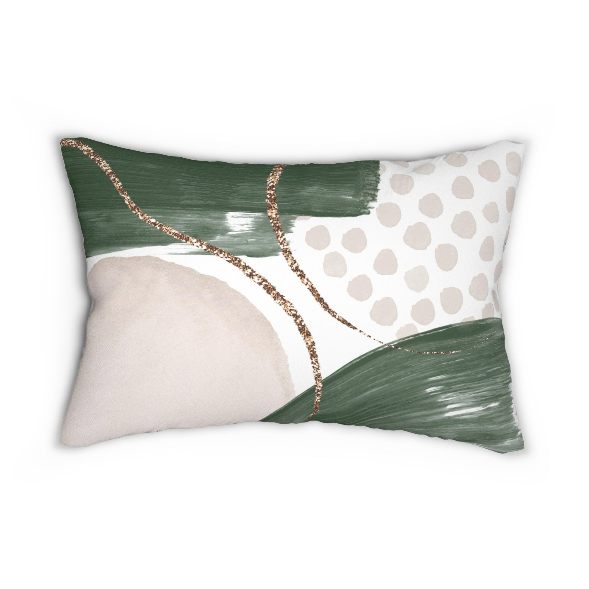 Abstract Lumbar Pillow | Sage Green, Ivory Blush Cream