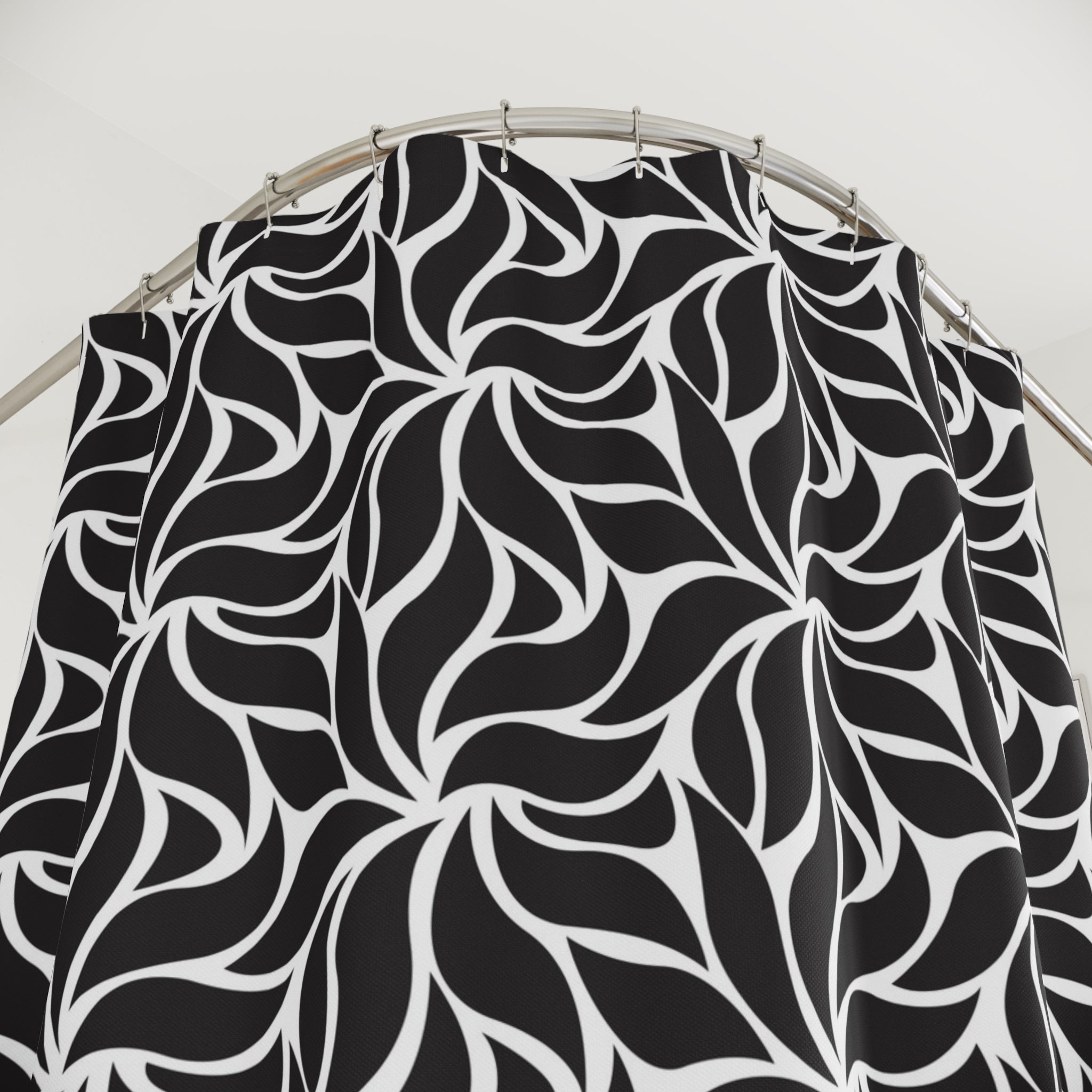 Black White Shower Curtain | Art Deco Nouveau Abstract Bath Curtain