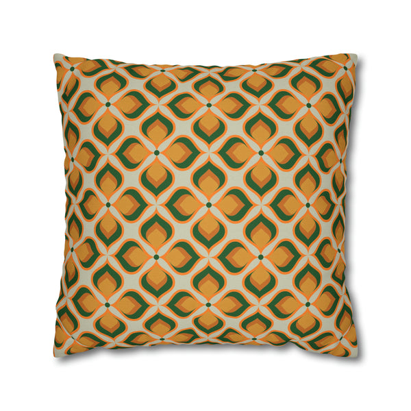 Retro Throw Pillow Cover | Orange Beige Green, Floral