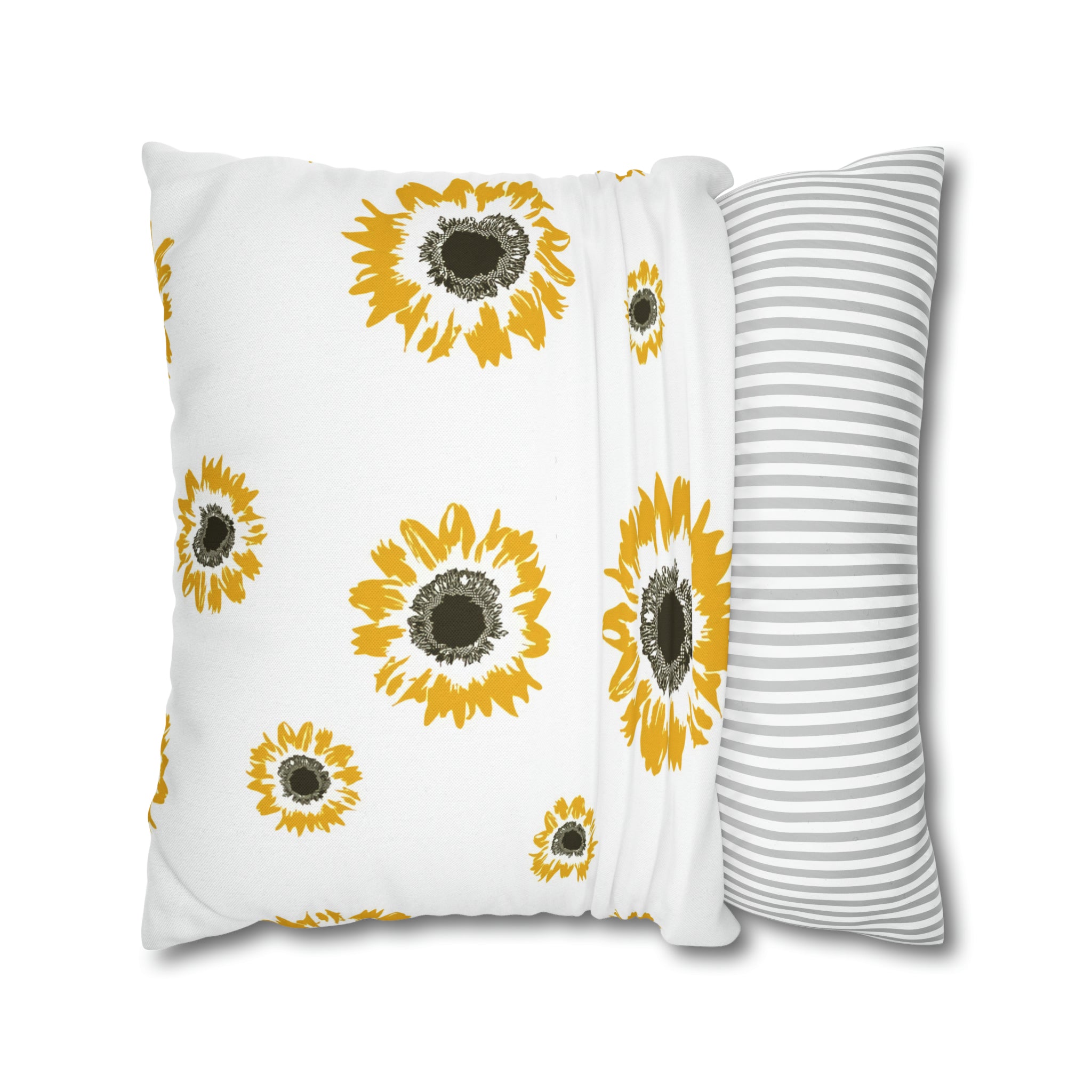 Sunflower Throw Pillow Cover | White Yellow Minimalist Floral