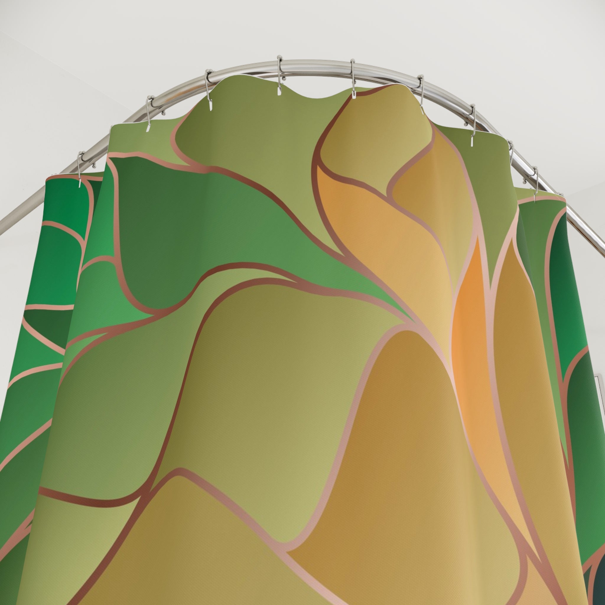 Art Nouveau Shower Curtain | Green Blue Fabric Curtain