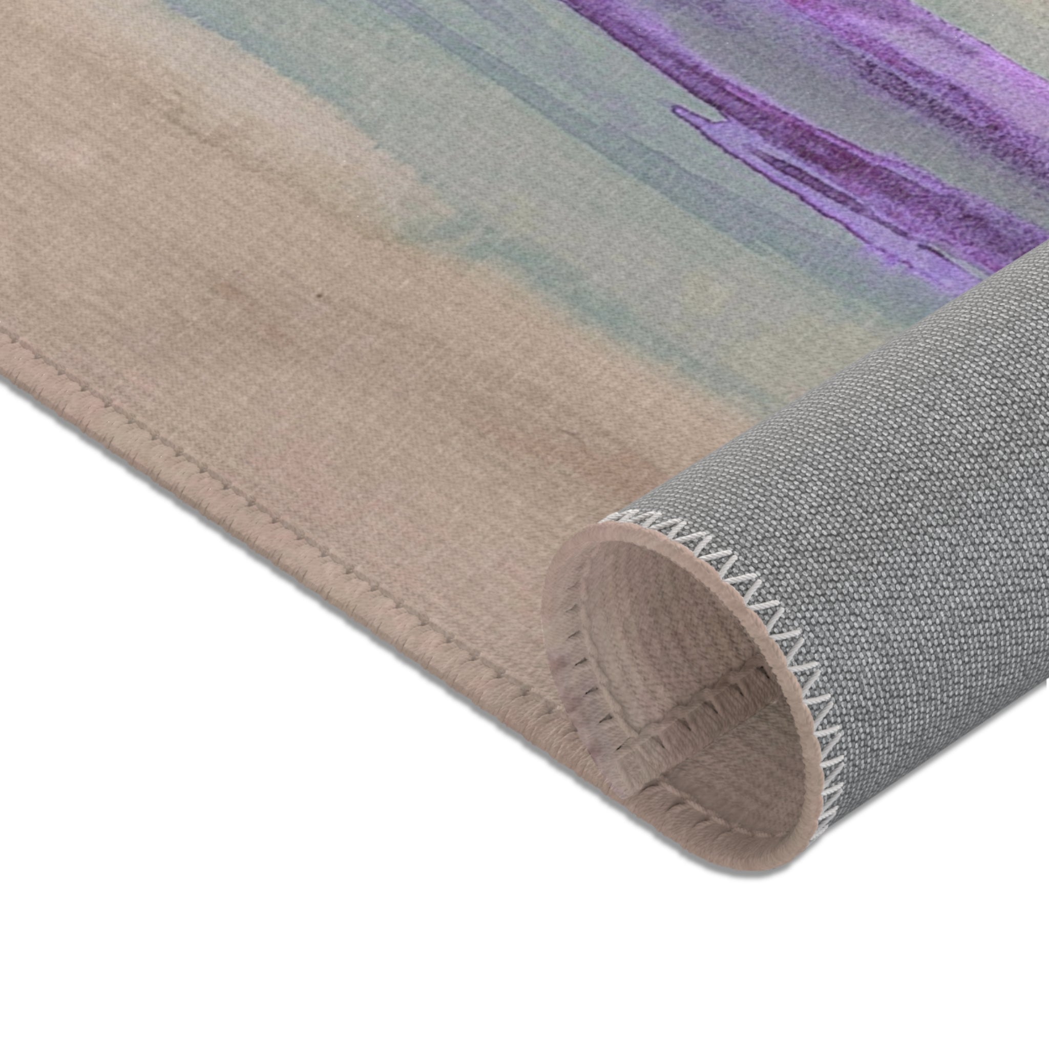 Abstract Area Rug | Beige Blue Purple Sky