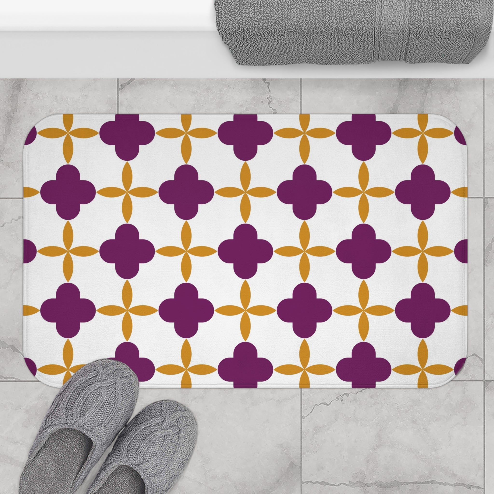 Bath, Kitchen Mat | Abstract Art Nouveau, White Lilac