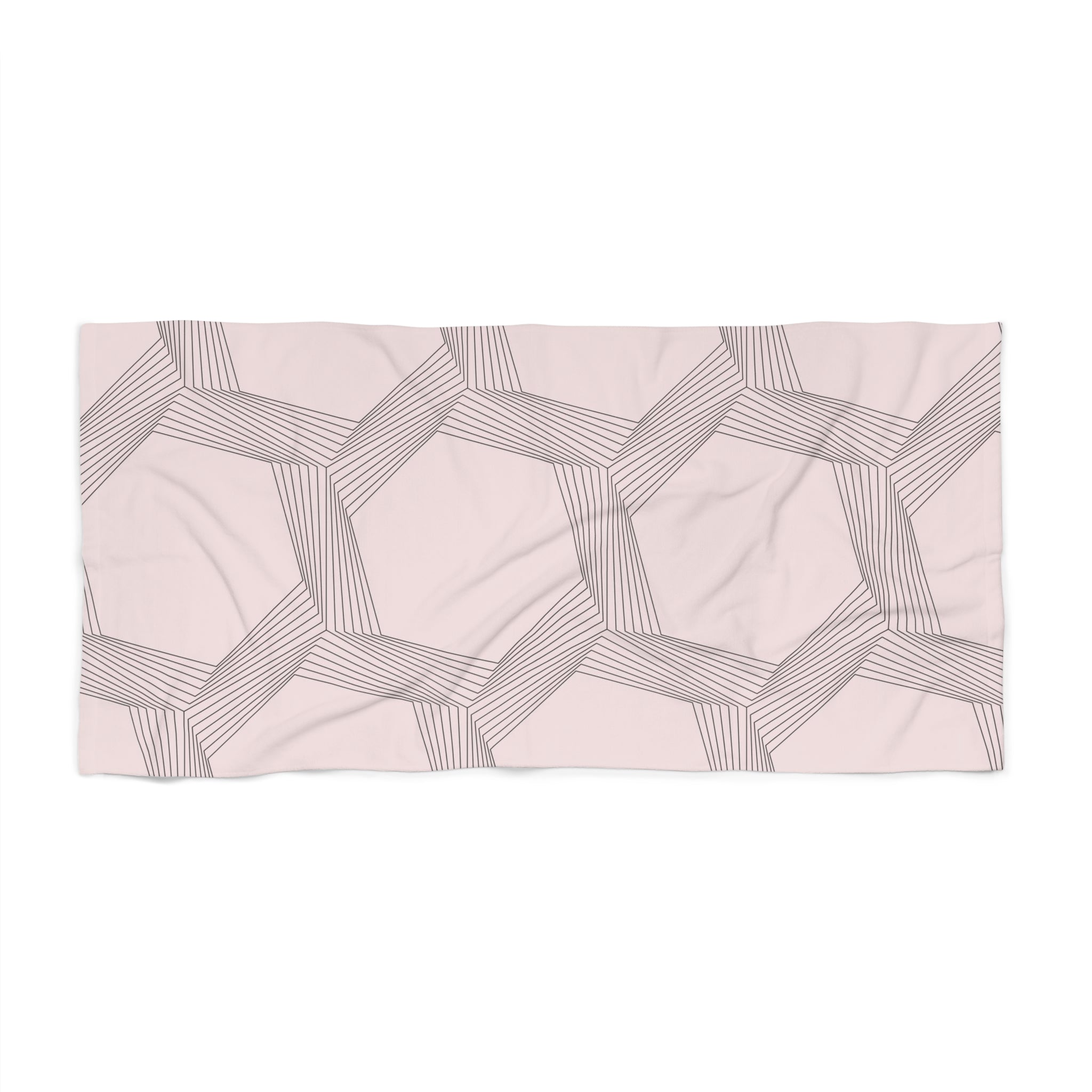 Art Deco Bath, Beach Towel | Blush Pink, Gray Minimalist Geometric