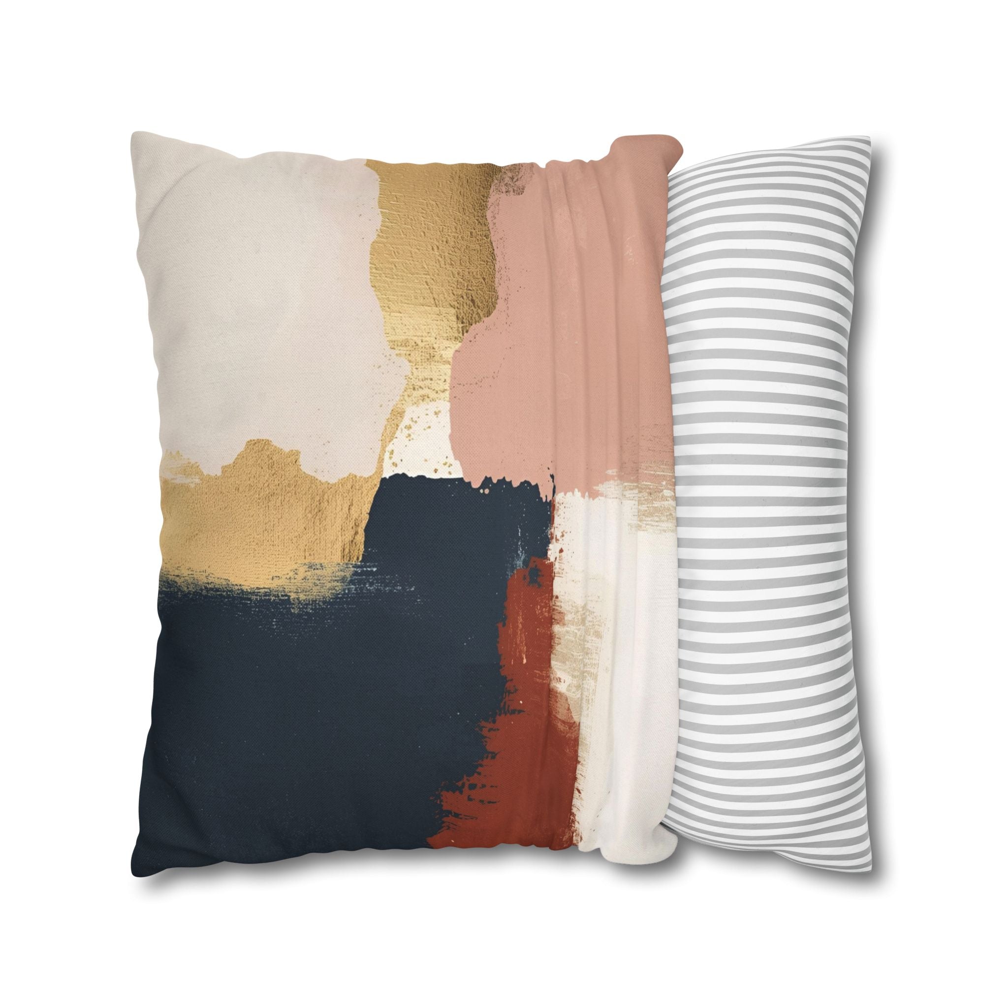 Abstract Pillow Cover | Earthy Neutral Blue Pink Rust