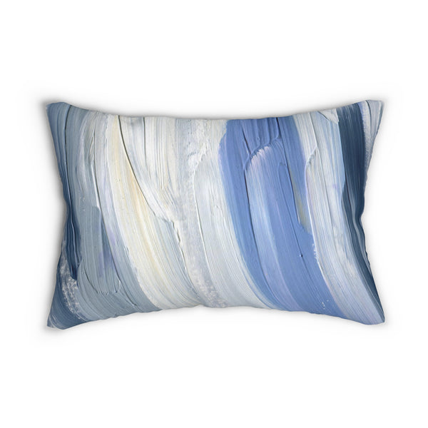 Abstract Lumbar Pillow | Indigo Blue, White Paint Print