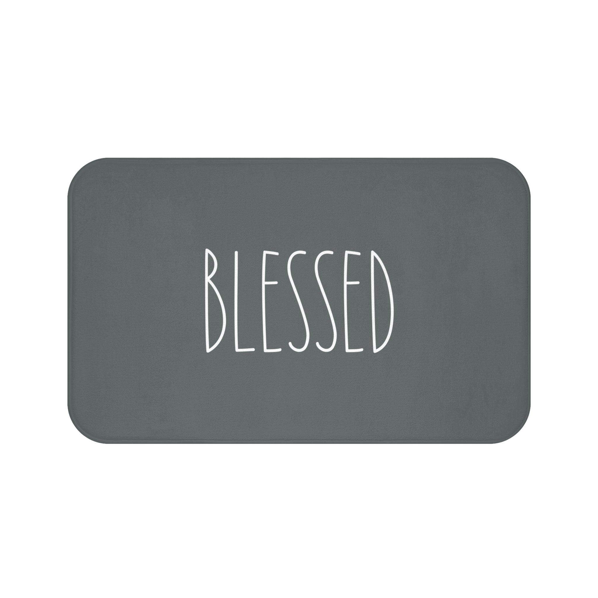 Cute Bath, Kitchen Mat | Grey White, Minimalist Blessed, Rae Dunn Inspired