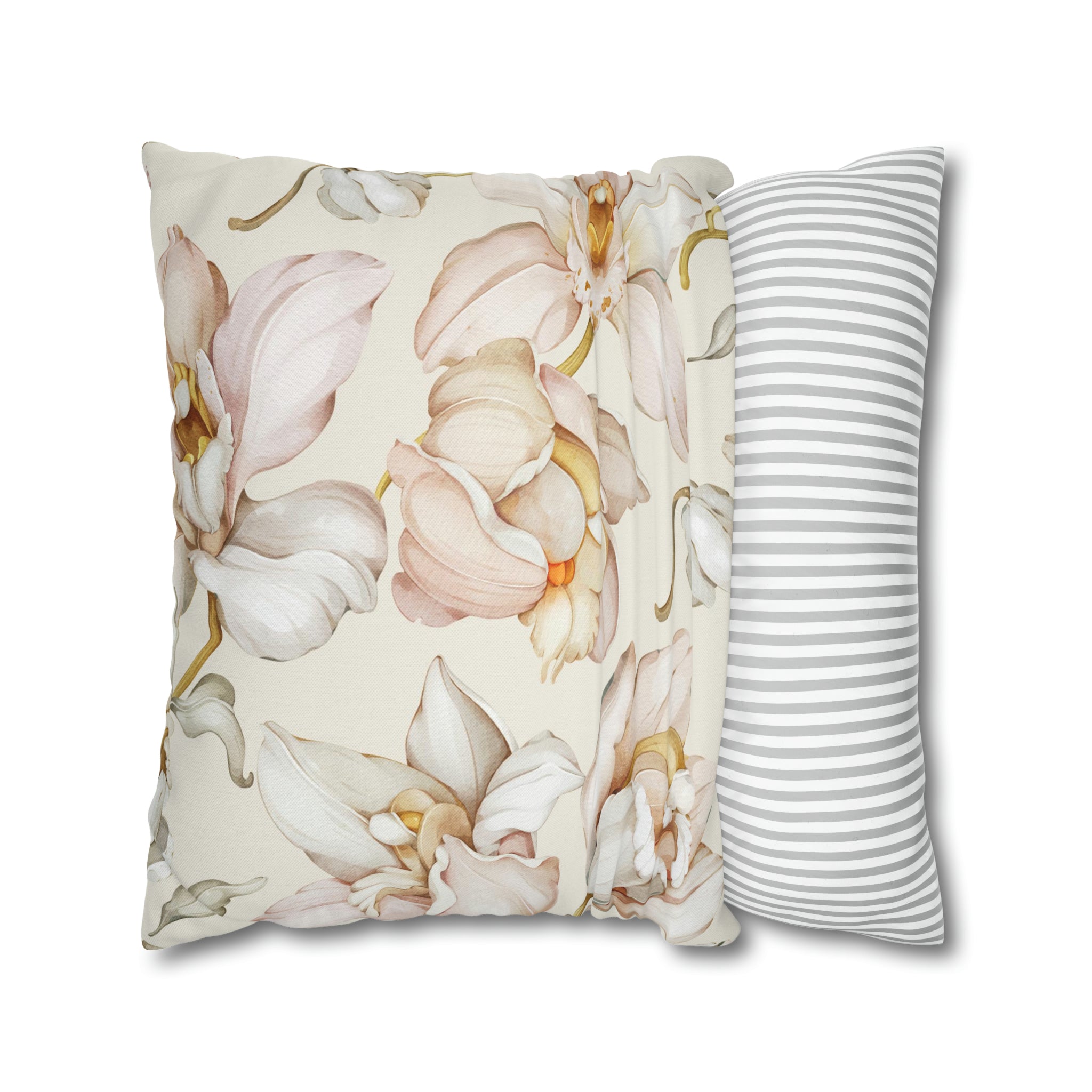 Floral Pillow Cover | Orchids Blush Beige Pink Ivory