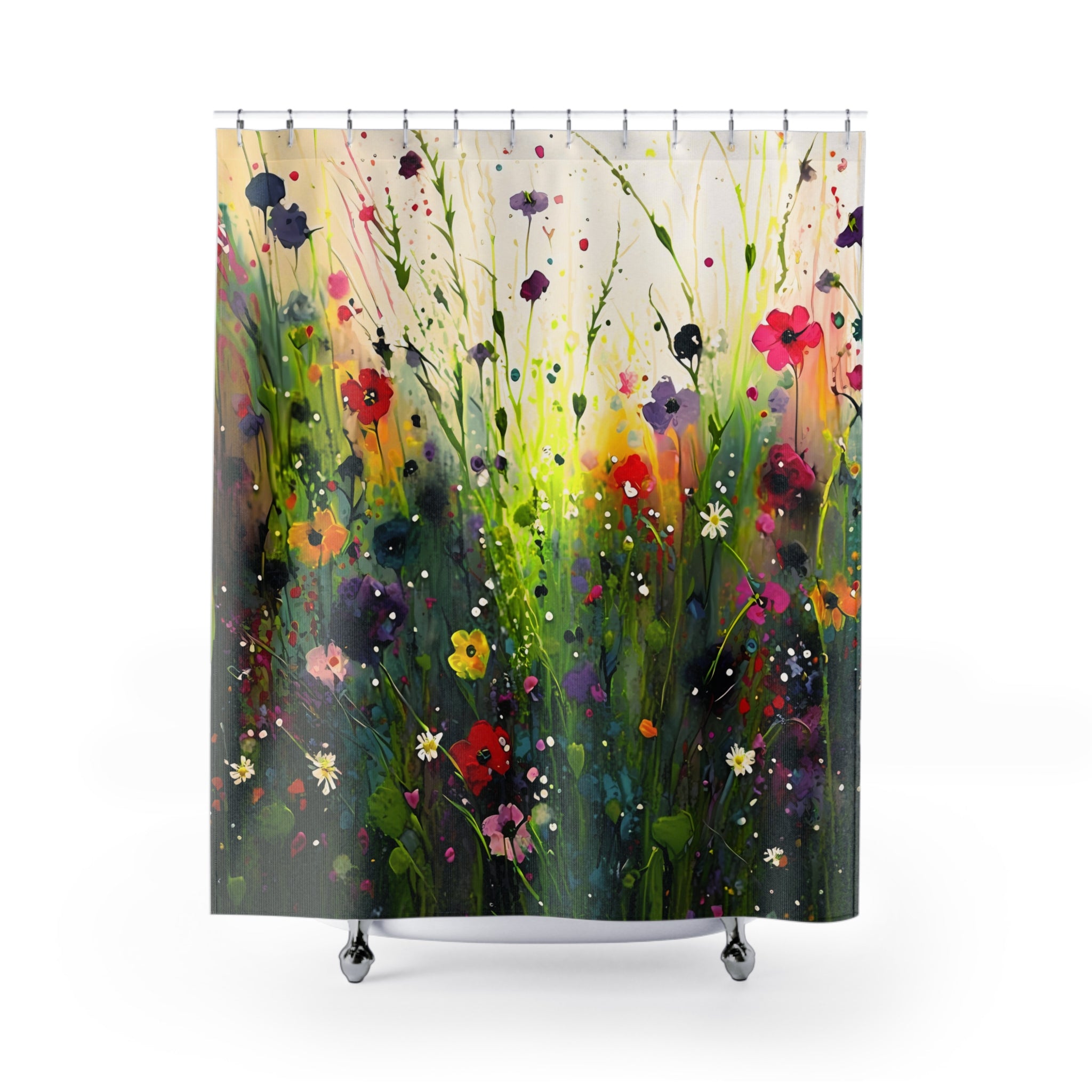 Wildflowers Shower Curtain | Boho Abstract Floral