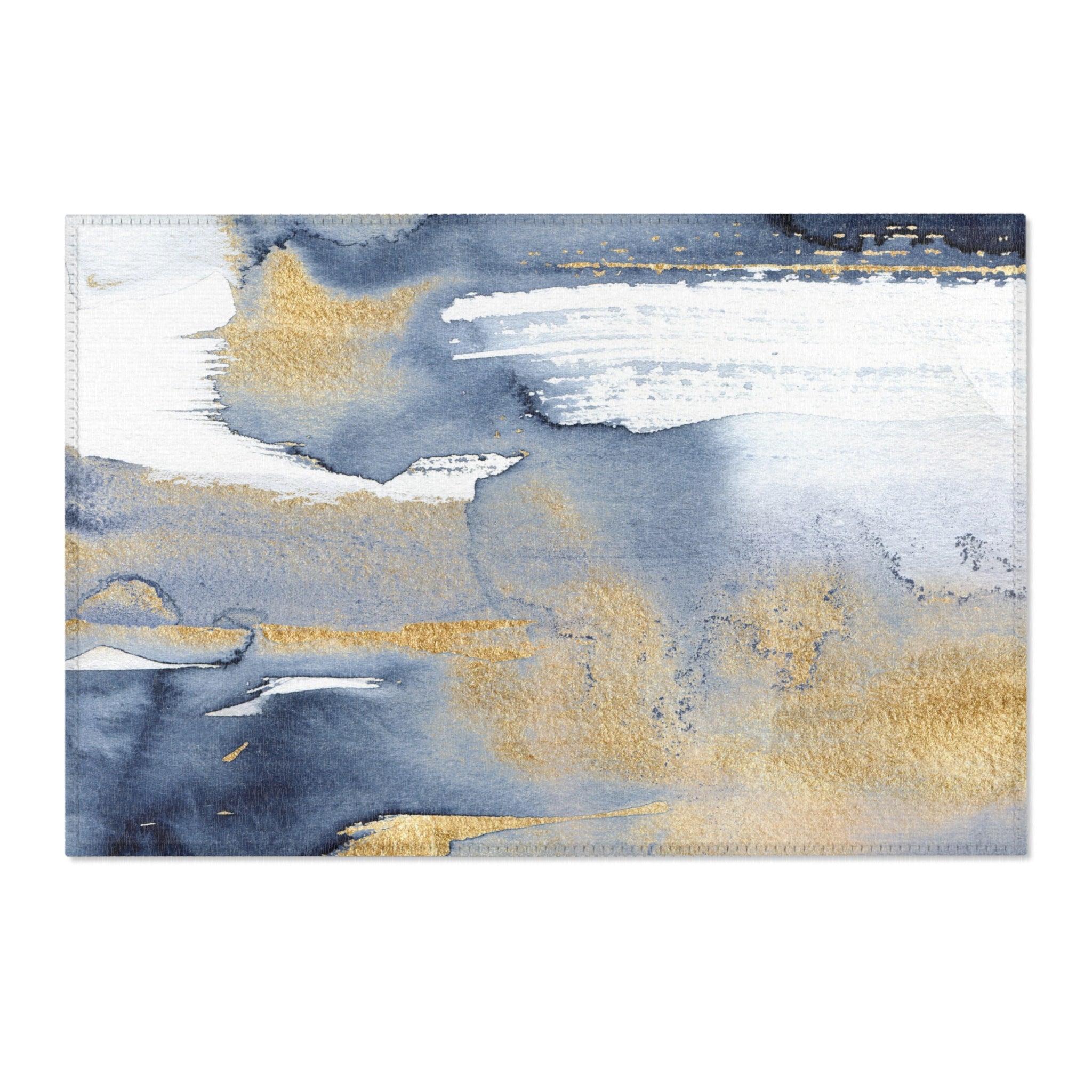 Abstract Colorful Area Rug | Blue Beige White Ombre Rug