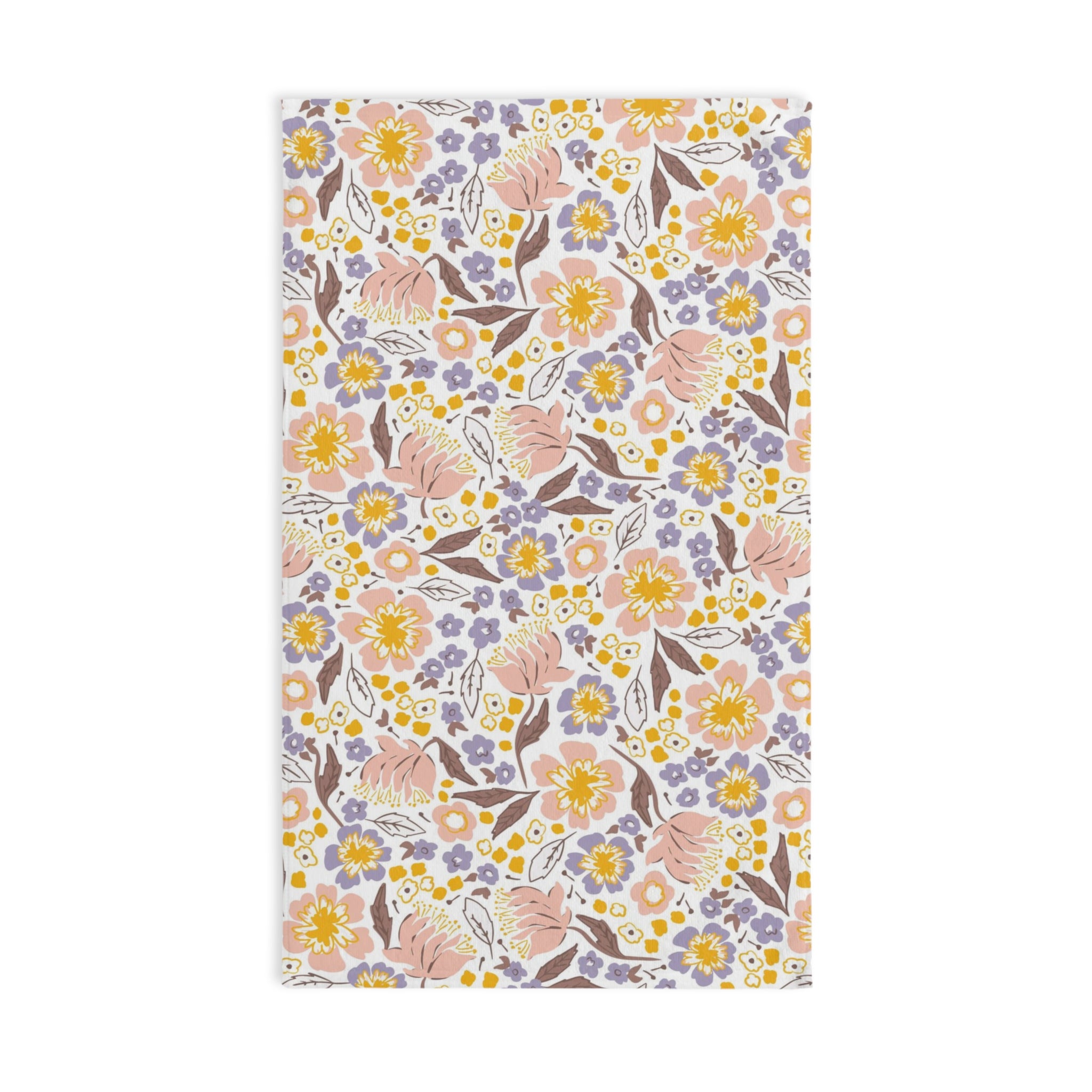 Floral Boho Kitchen, Bath Hand Towel | White Blush Pink Lavender Yellow