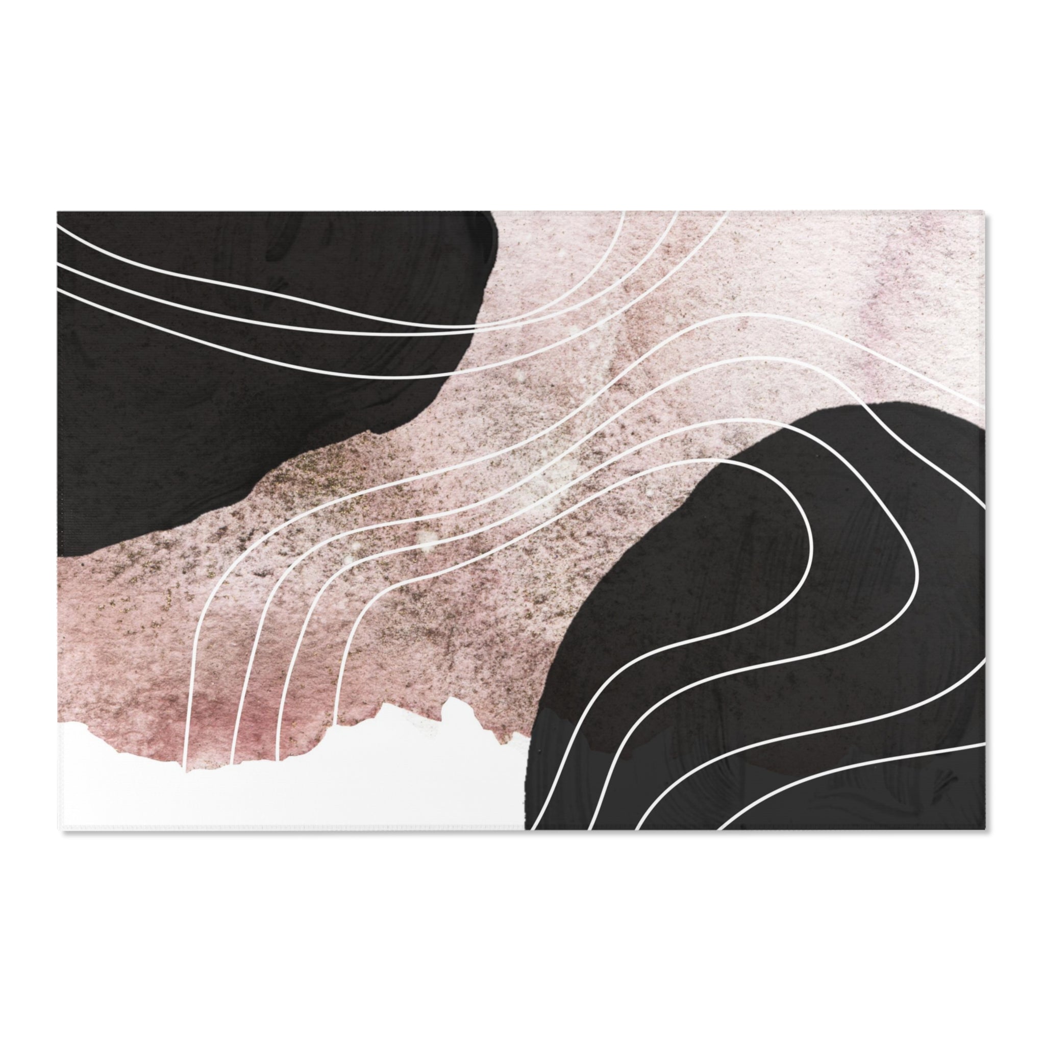 Abstract Boho Area Rug | White, Dusty Pink, Black