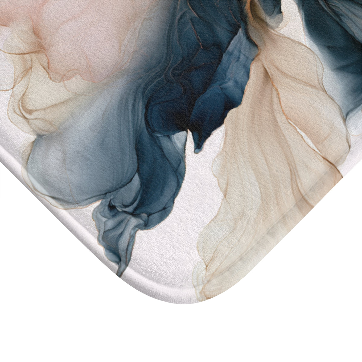 a close-up view of a textured surface with a floral pattern in shades of blue, pink, and beige.