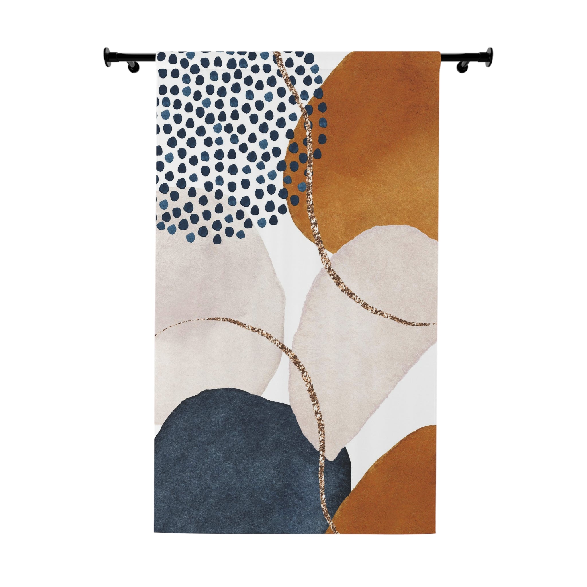 Abstract Window Curtains | Burnt Orange Navy blue