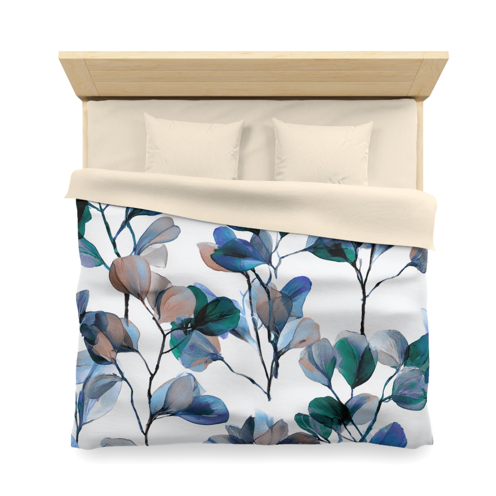 Floral Duvet, Pillow Cover | White Blue Bedroom Decor