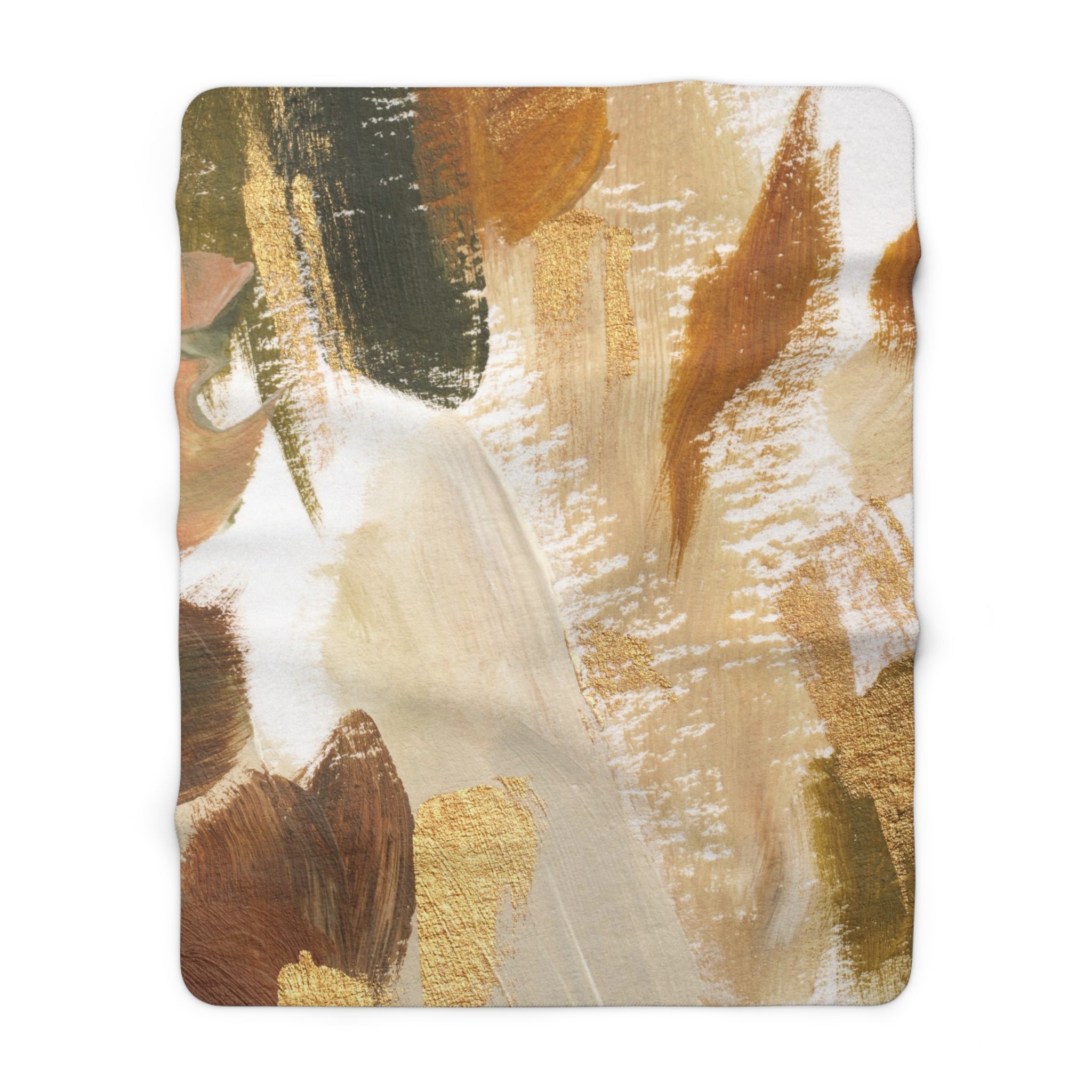 Abstract Comfy Blanket | Earthy Brown Beige Acrylic Paint Print