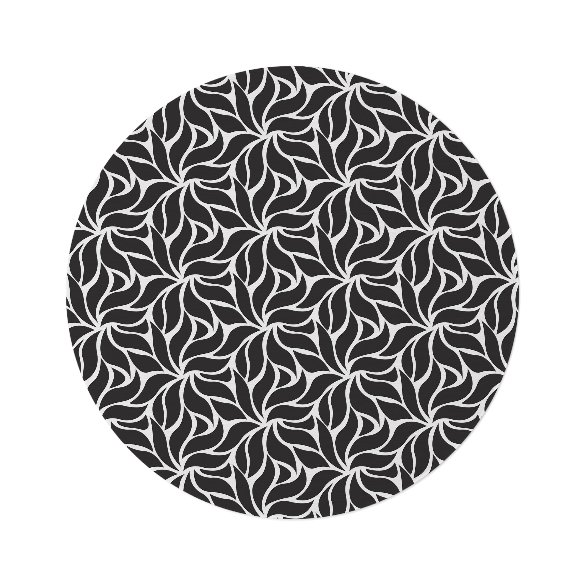 Round Area Rug | Black White, Abstract Floral