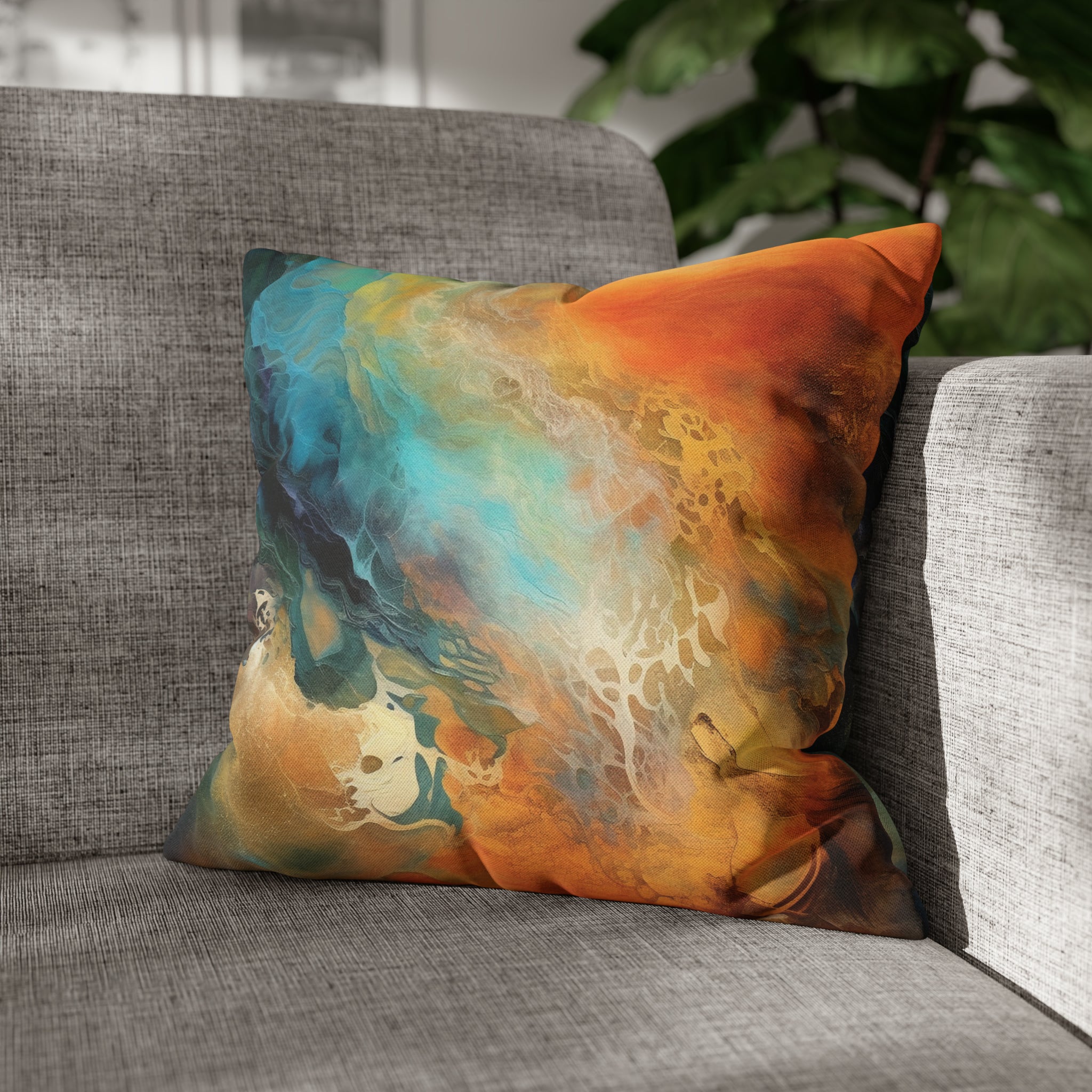 Orange and blue decorative pillows hotsell