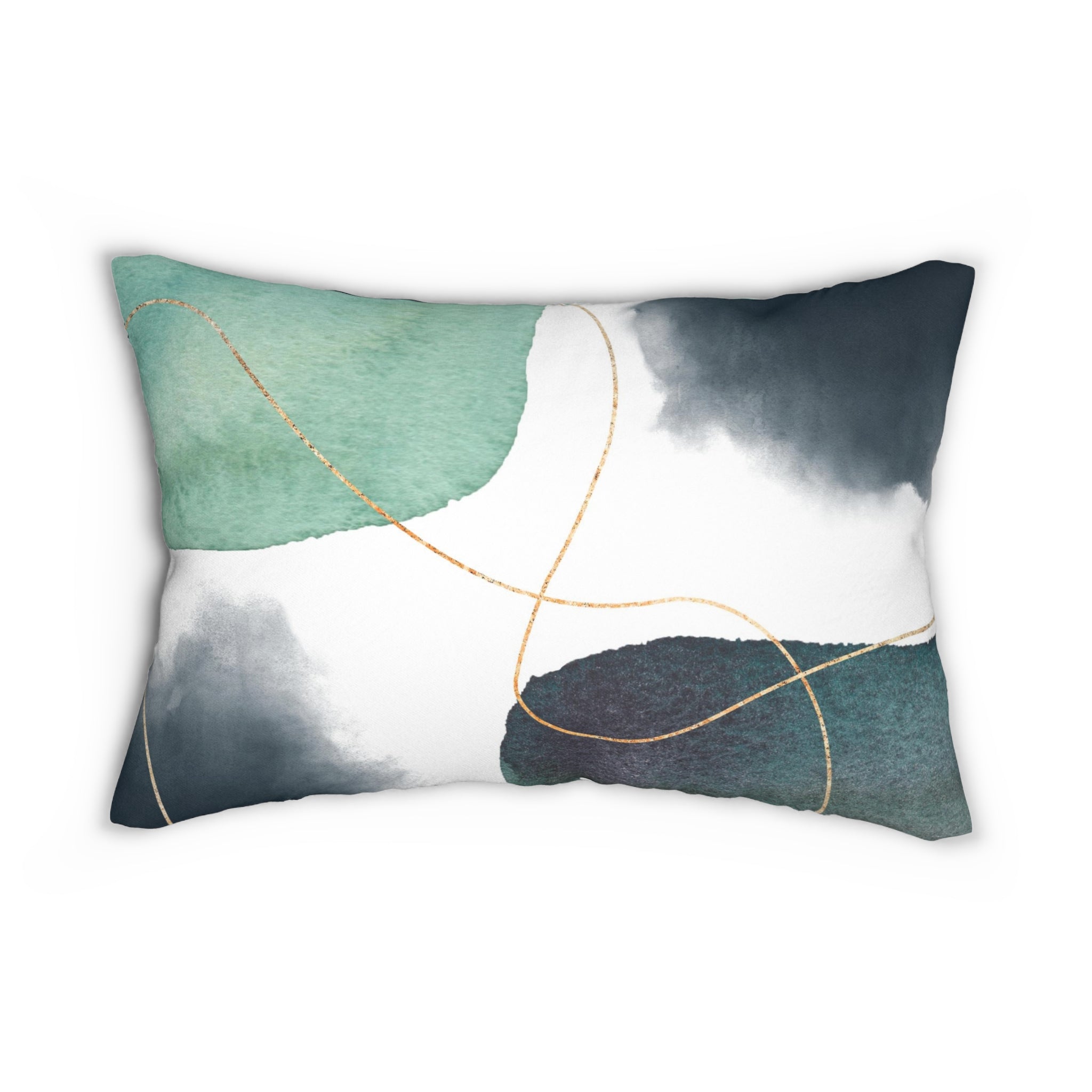 Abstract Lumbar Pillow | Sage Green, Navy Blue White