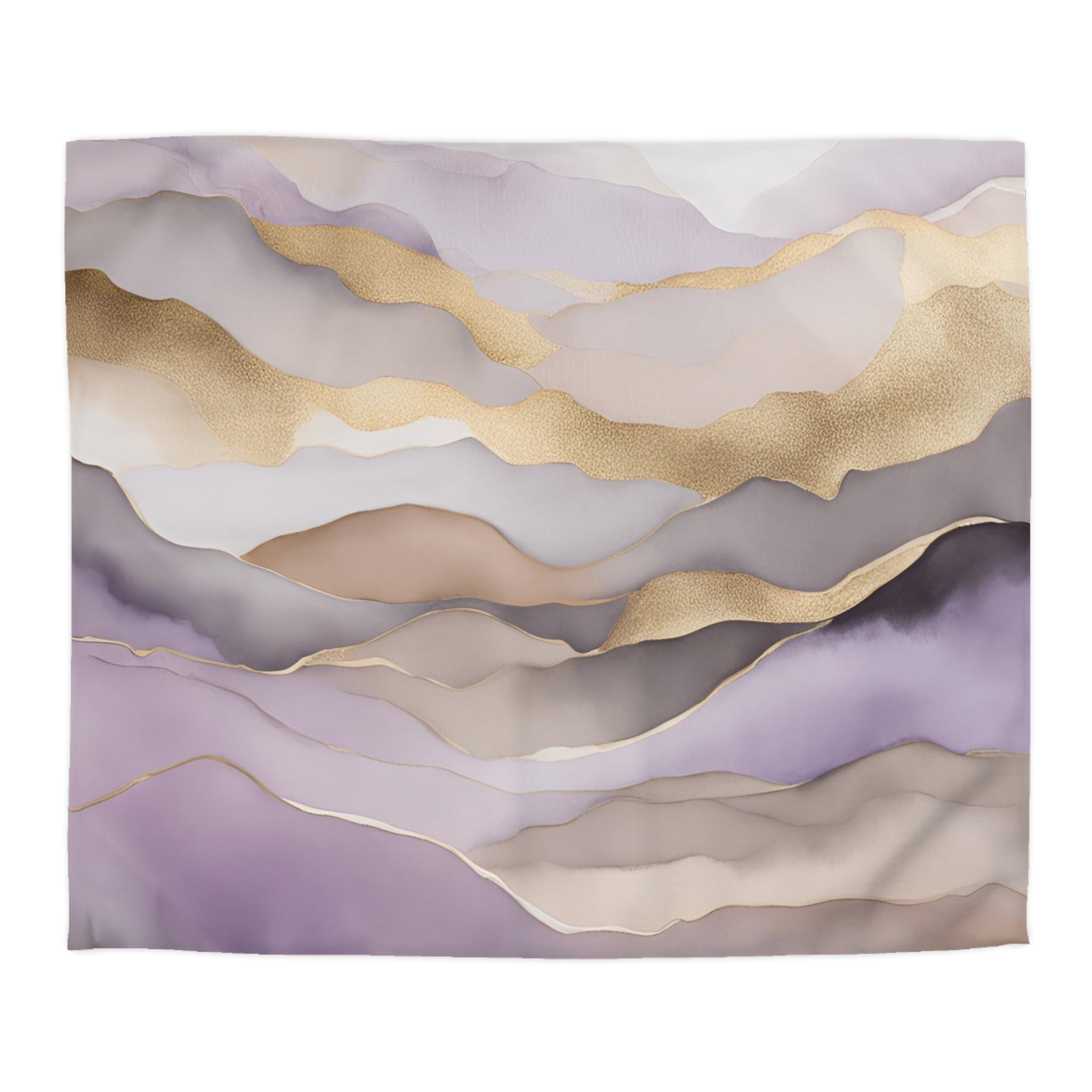 Abstract Duvet Cover | Lavender Purple, Taupe Gold Beige