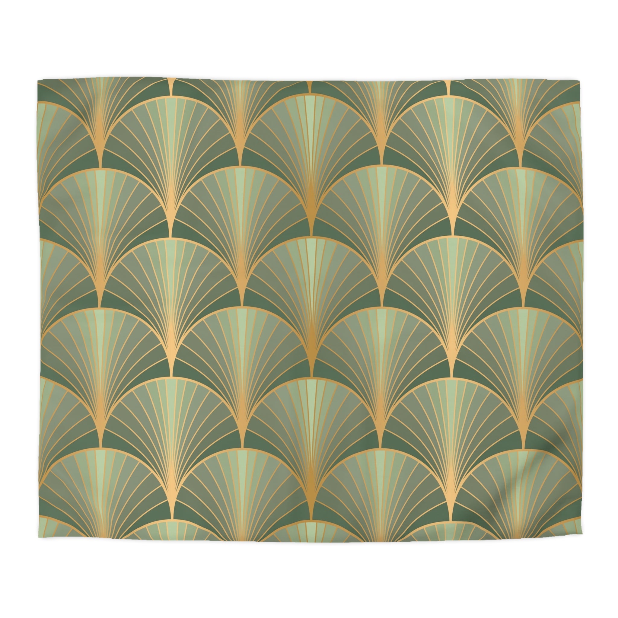 Art Deco Duvet Cover | Sage Green, Beige | Bedding Sets