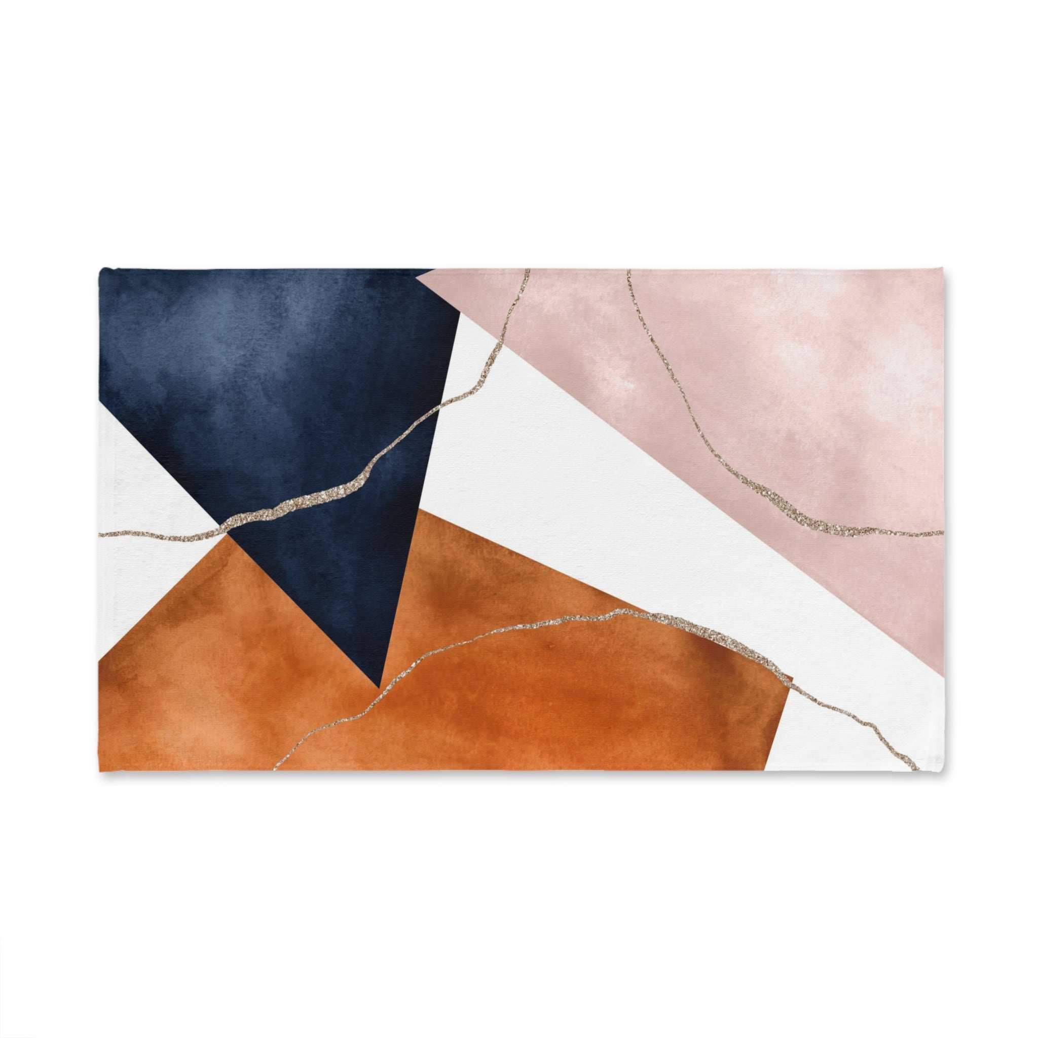 Abstract Kitchen, Bath Hand Towel | Navy Blue, Burnt Orange, Pink