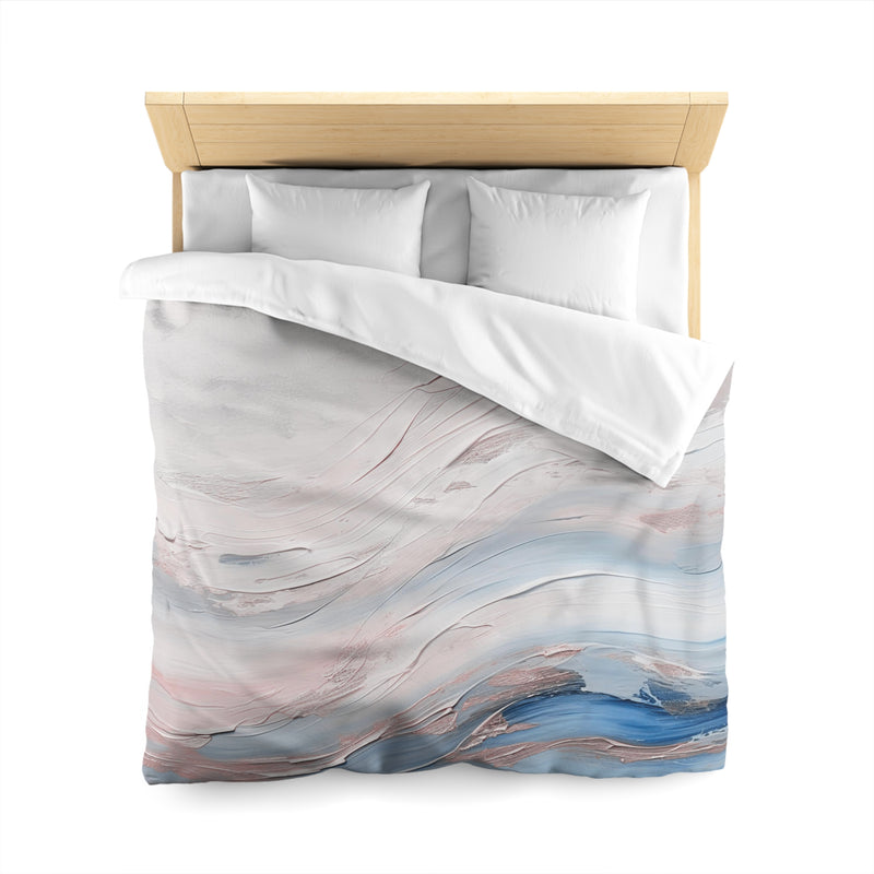 Abstract Duvet Cover | White Blue Waves Bedding Blanket Cover