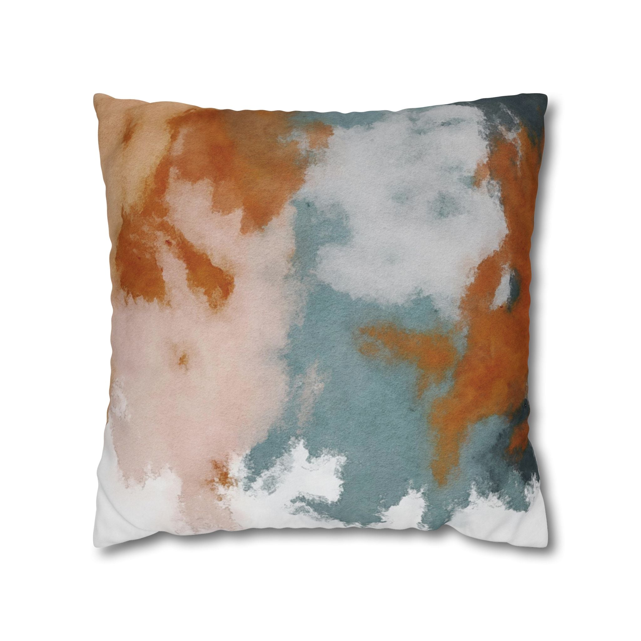 Square Poly Canvas Pillowcase | Muted Rust Blue blush