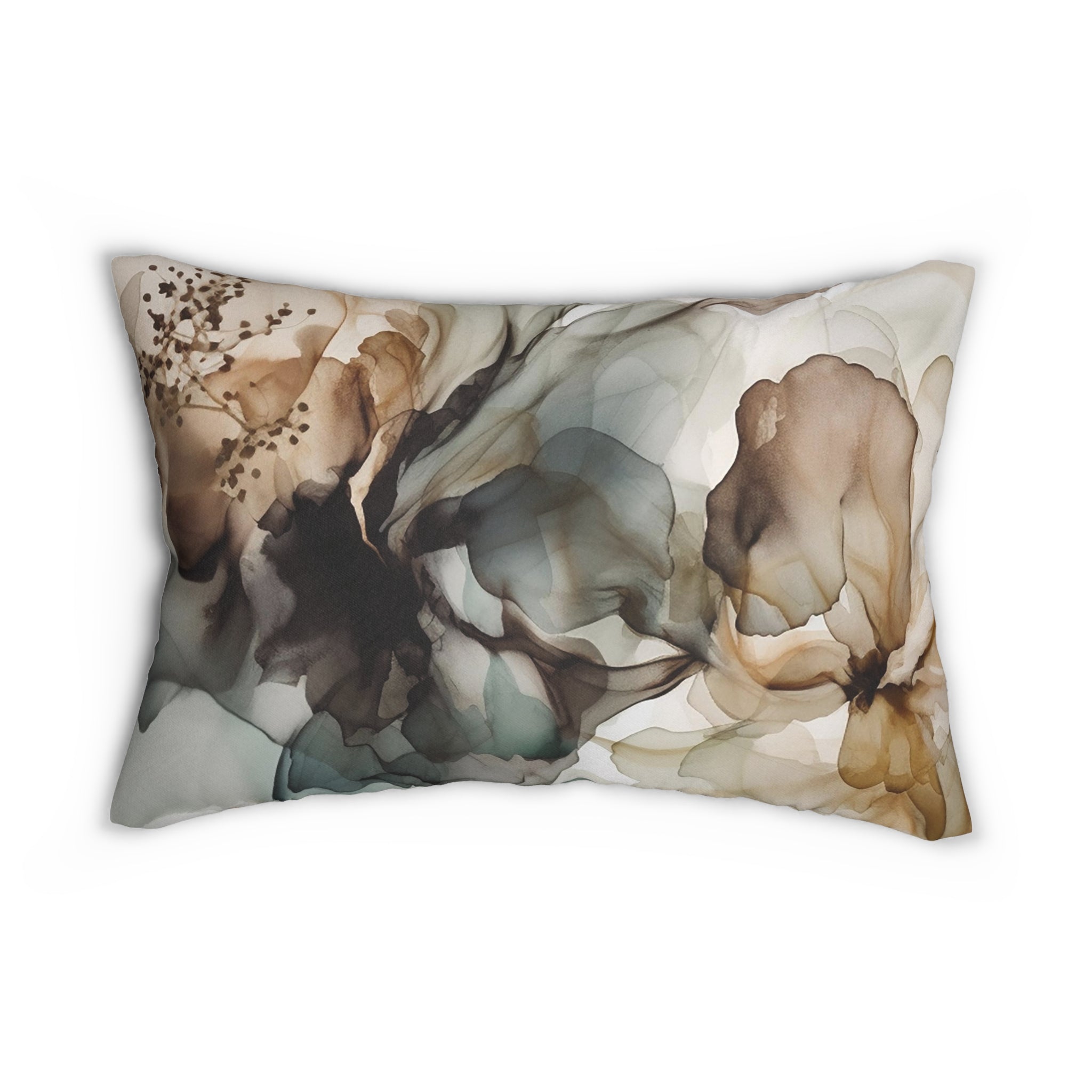 Abstract Lumbar Pillow | Neutral Beige, Navy Blue Liquid Alcohol Ink