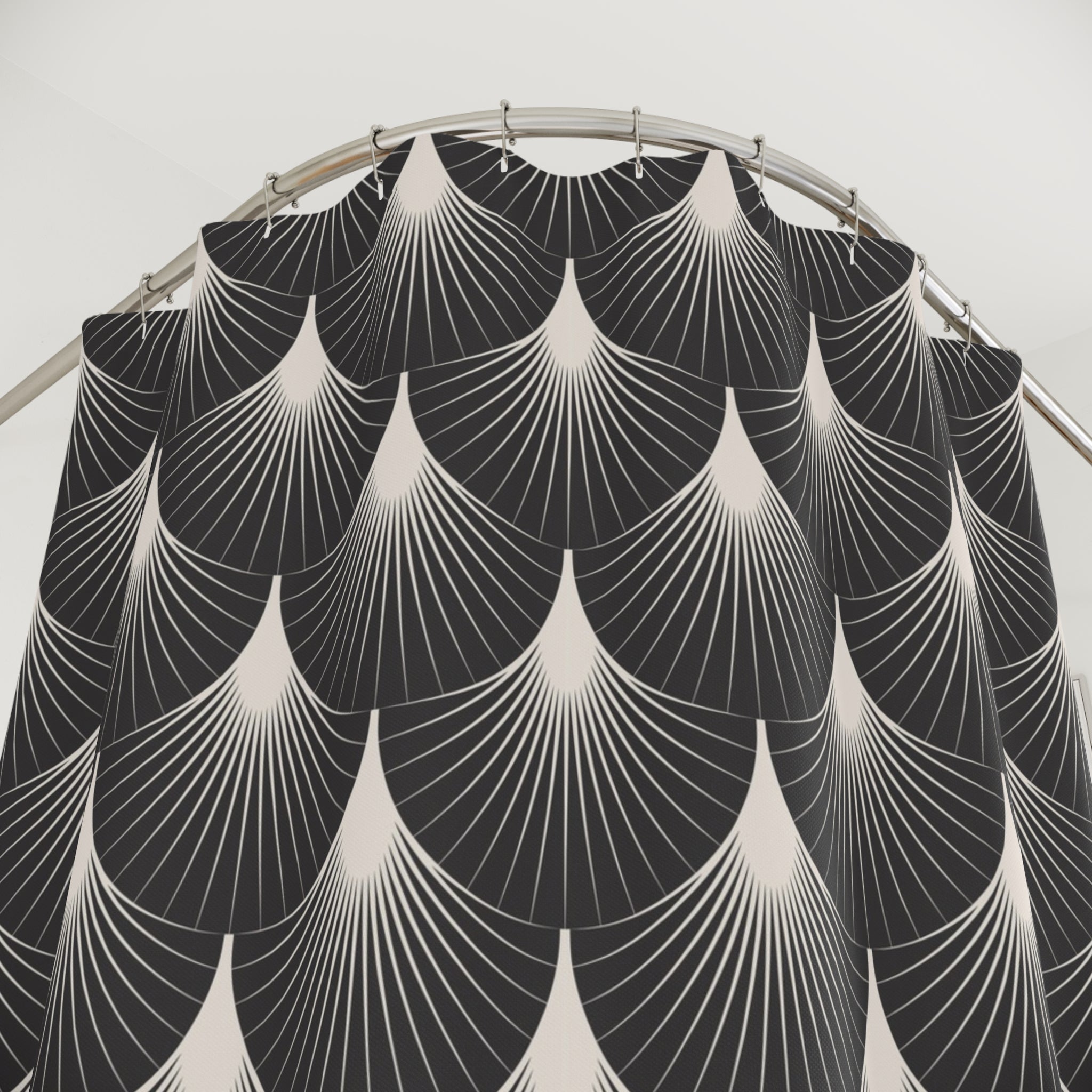 Black White Shower Curtain | Art Deco Nouveau Fan