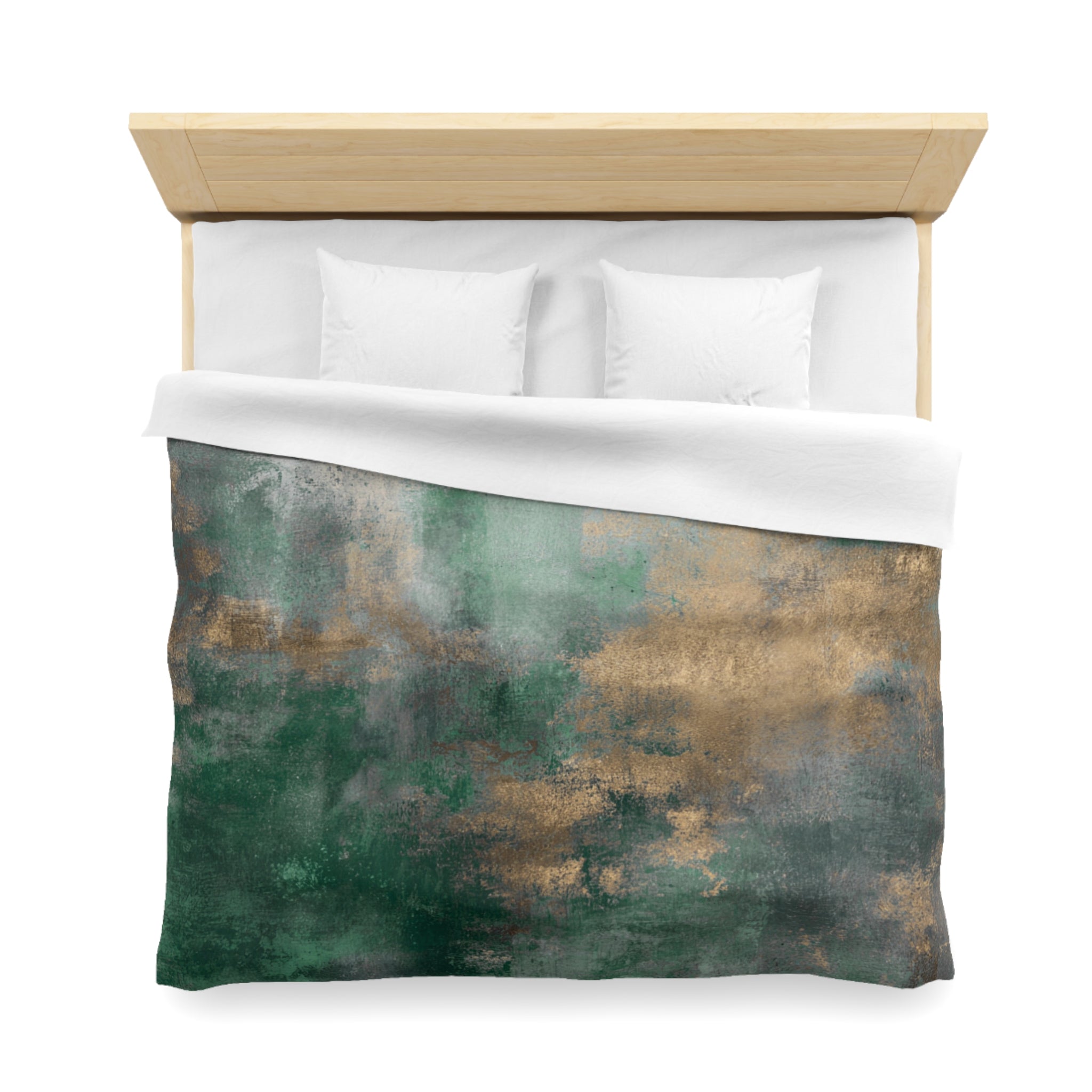 Abstract Duvet, Pillow Cover | Green Comforter, Modern Organic Bedroom Decor